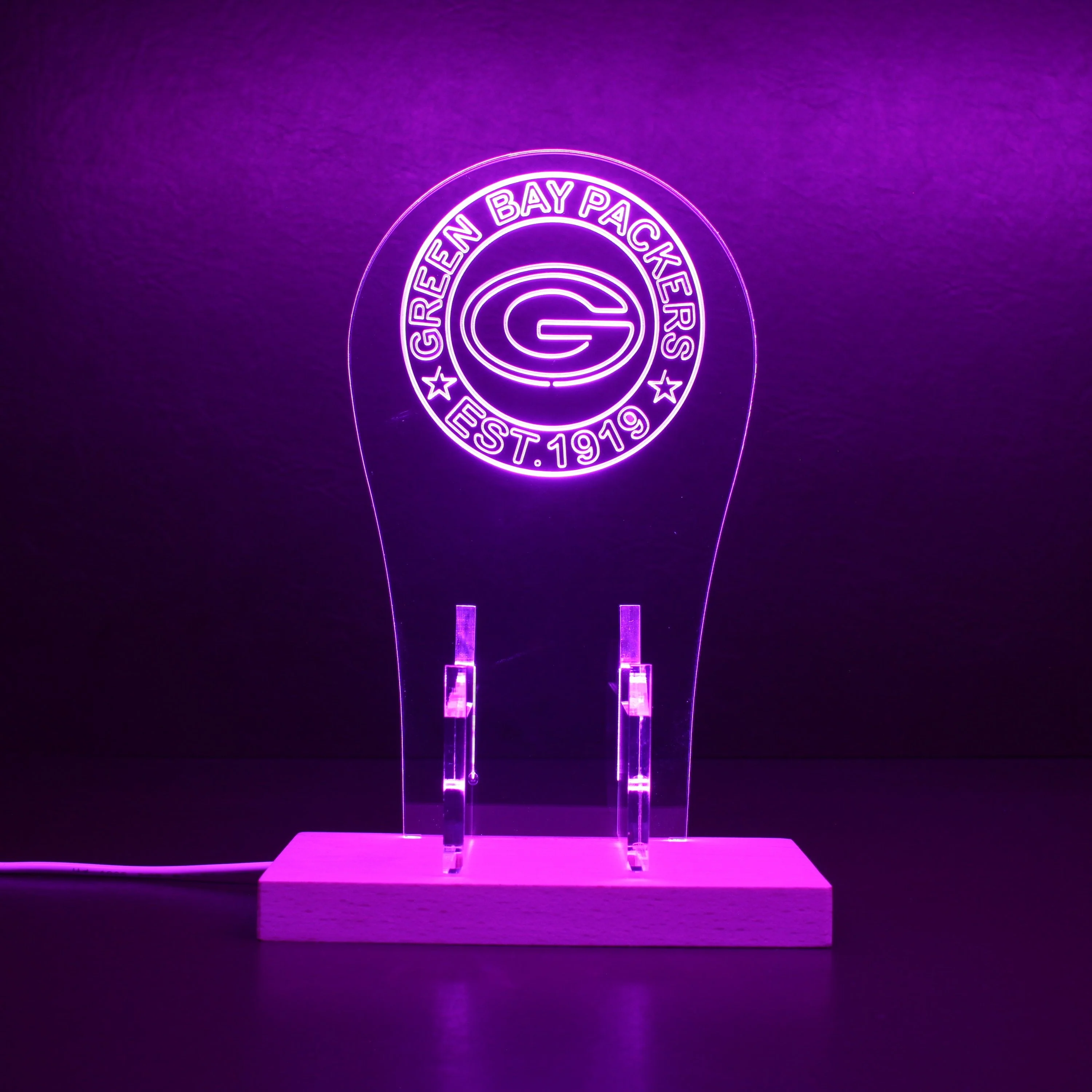 Custom Your Sport Team Green Bay Packers Est. 1919 RGB LED Gaming Headset Controller Stand - Image 5