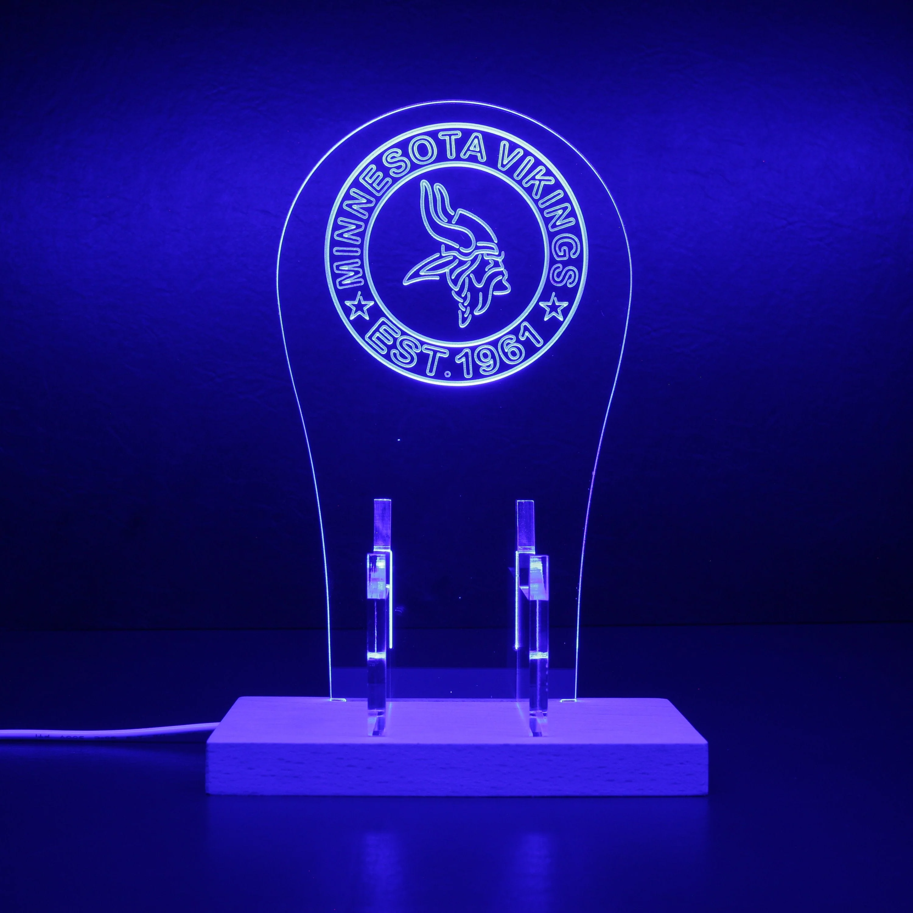 Custom Your Sport Team Minnesota Vikings Est. 1961 RGB LED Gaming Headset Controller Stand - Image 5
