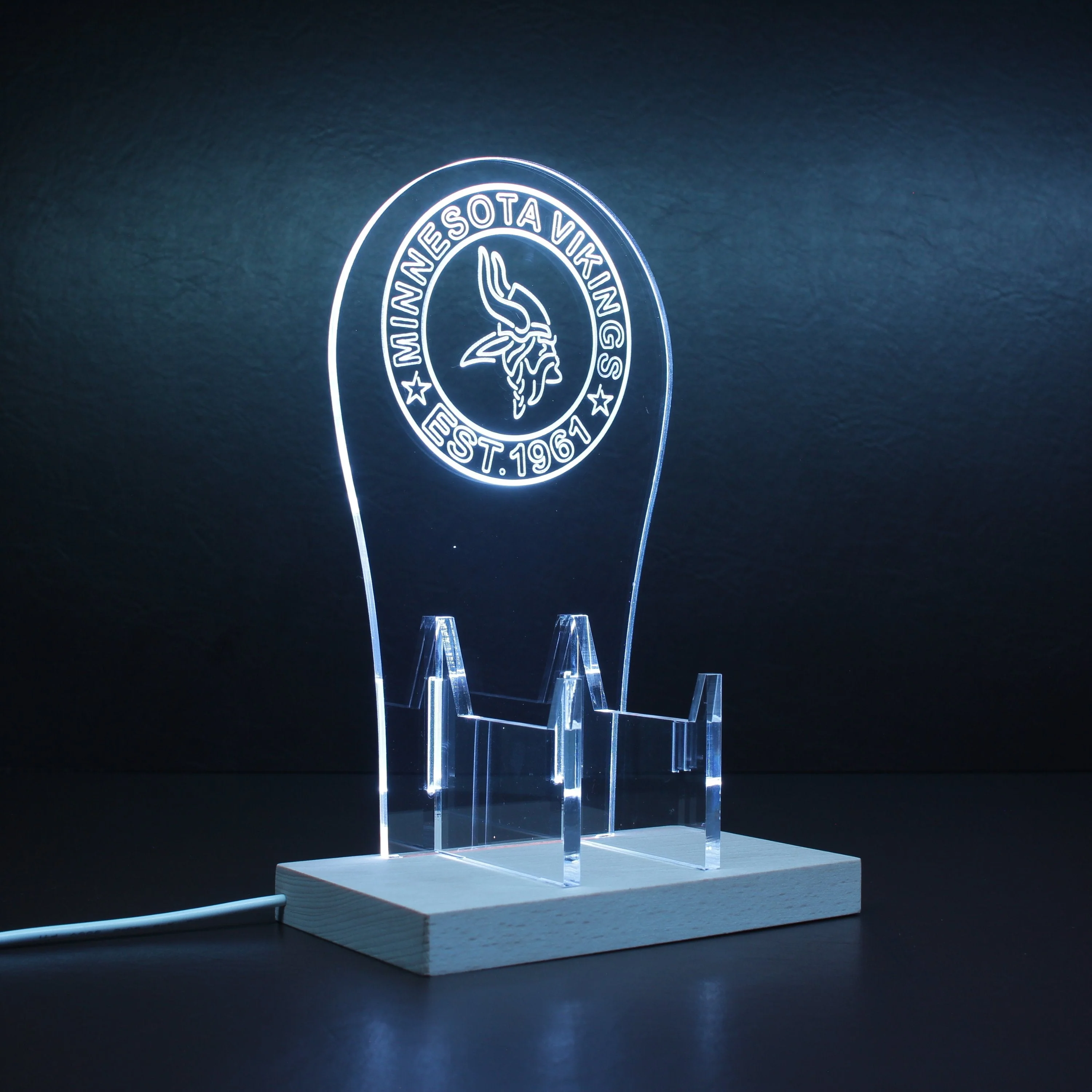 Custom Your Sport Team Minnesota Vikings Est. 1961 RGB LED Gaming Headset Controller Stand - Image 7