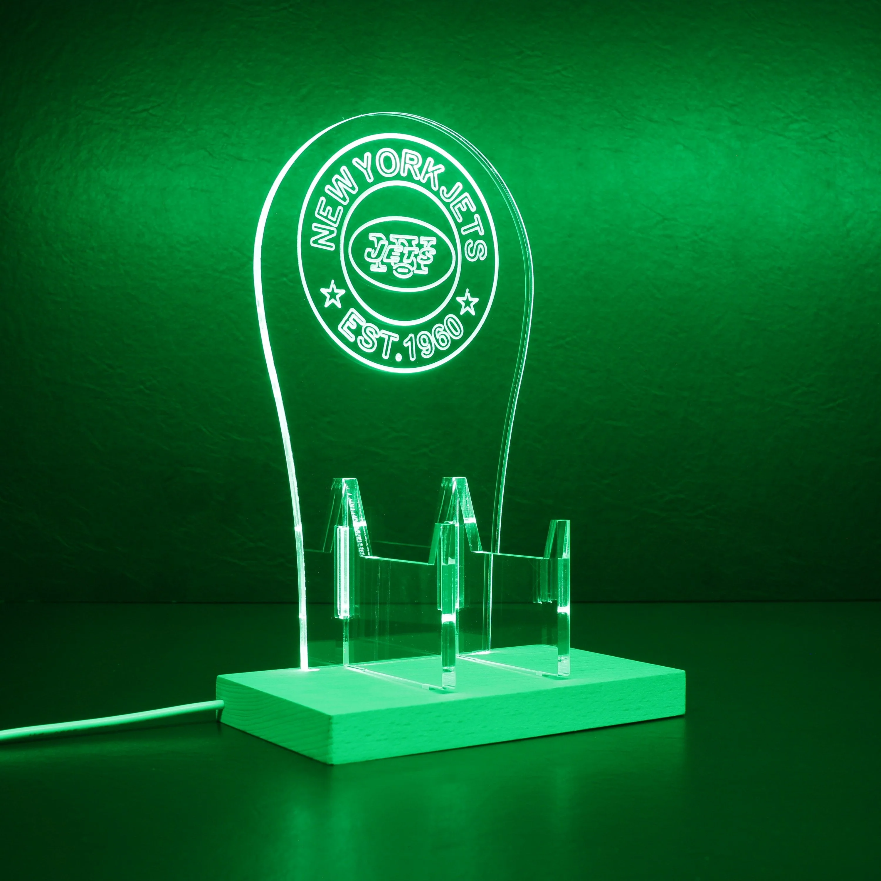 Custom Your Sport Team New York Jets Est. 1960 RGB LED Gaming Headset Controller Stand - Image 6