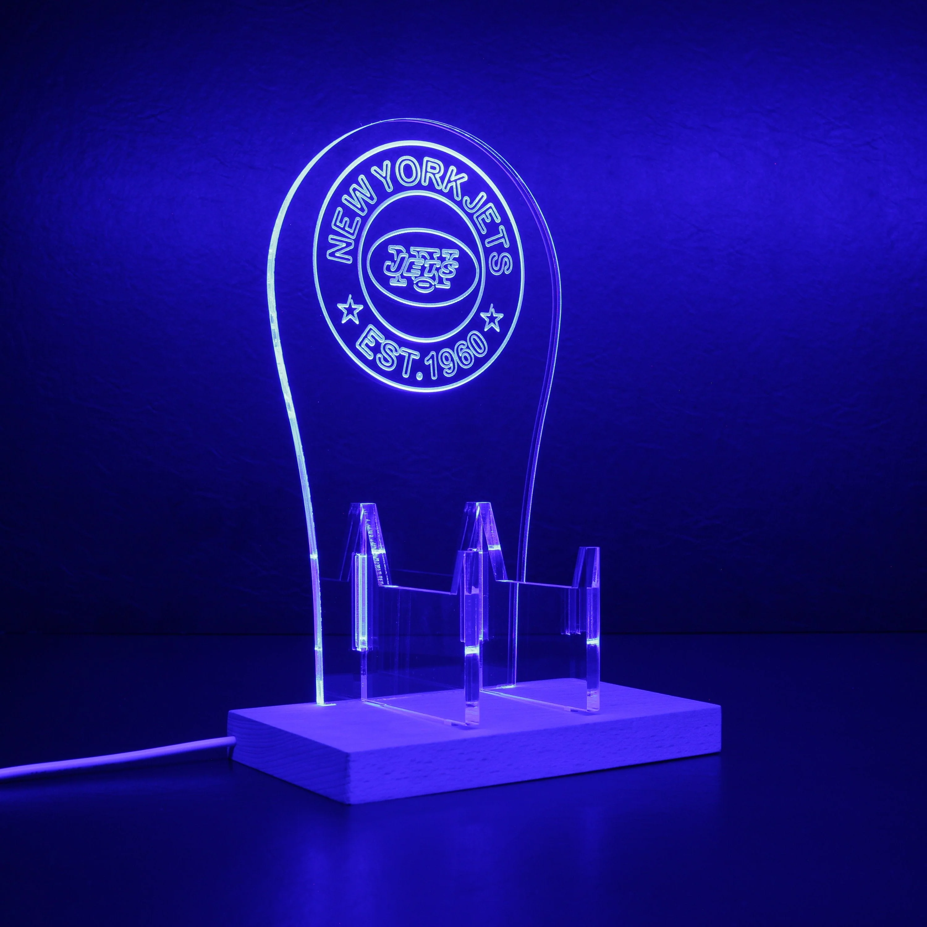 Custom Your Sport Team New York Jets Est. 1960 RGB LED Gaming Headset Controller Stand - Image 7