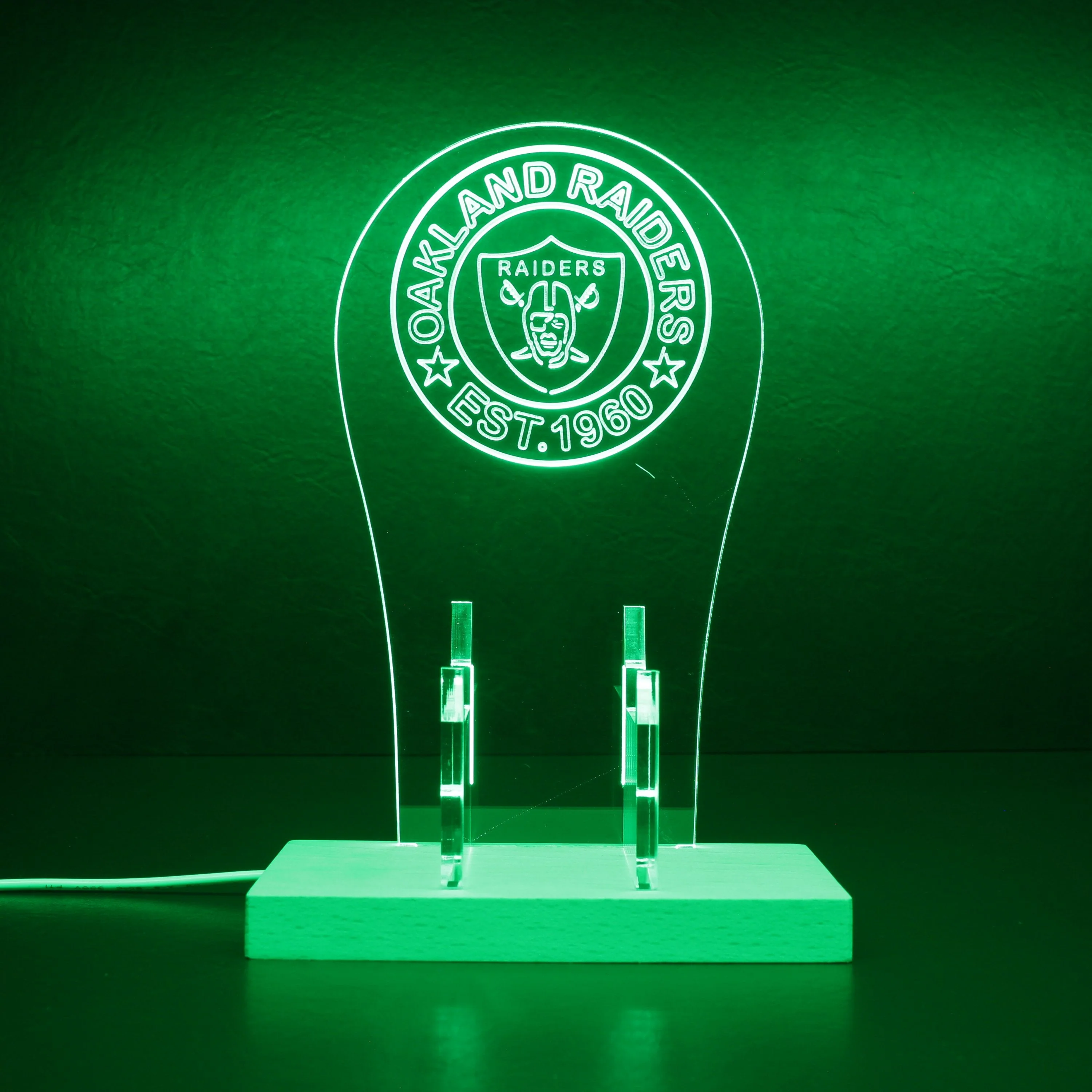 Custom Your Sport Team Oakland Raiders Est. 1960 RGB LED Gaming Headset Controller Stand - Image 5