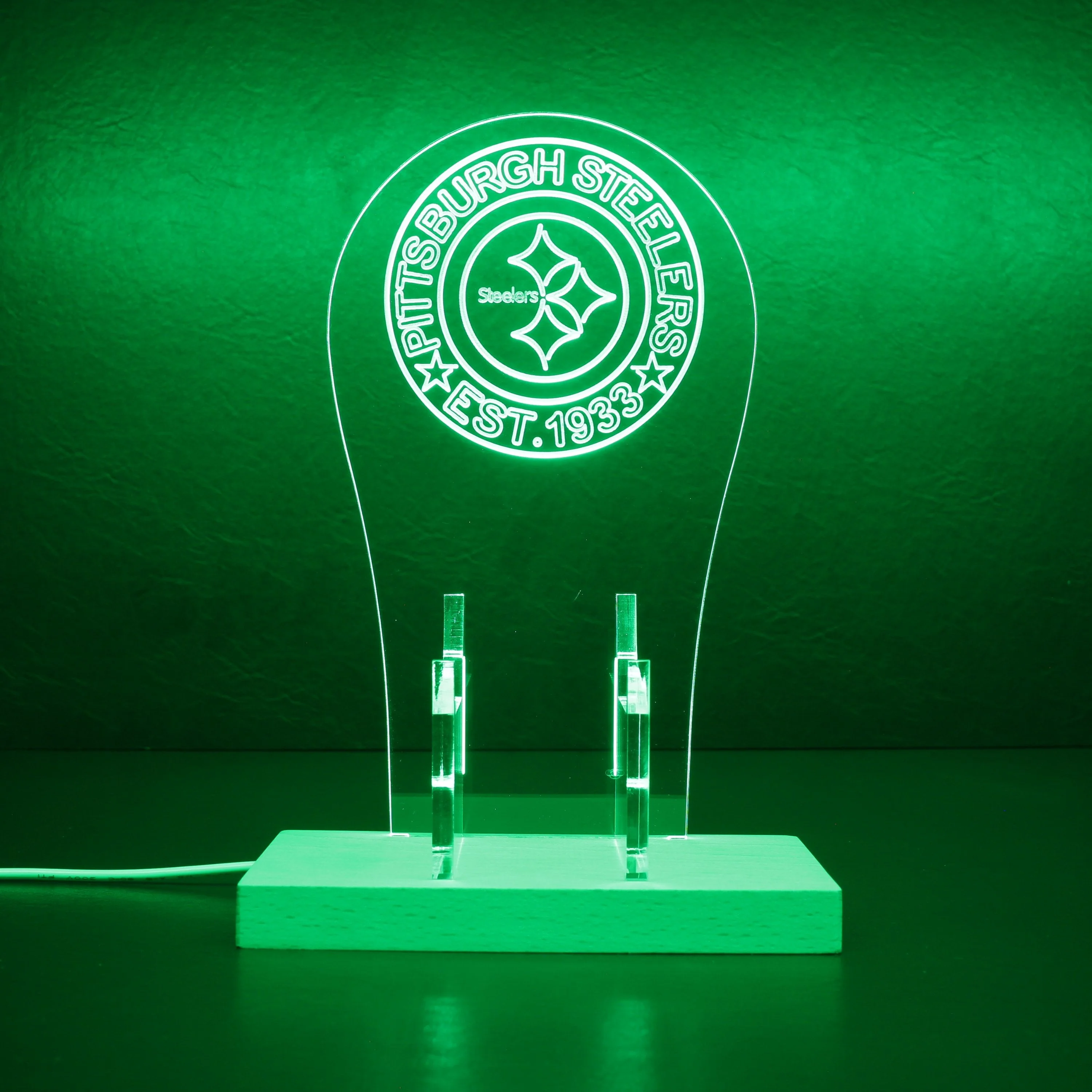 Custom Your Sport Team Pittsburgh Steelers Est. 1933 RGB LED Gaming Headset Controller Stand - Image 3