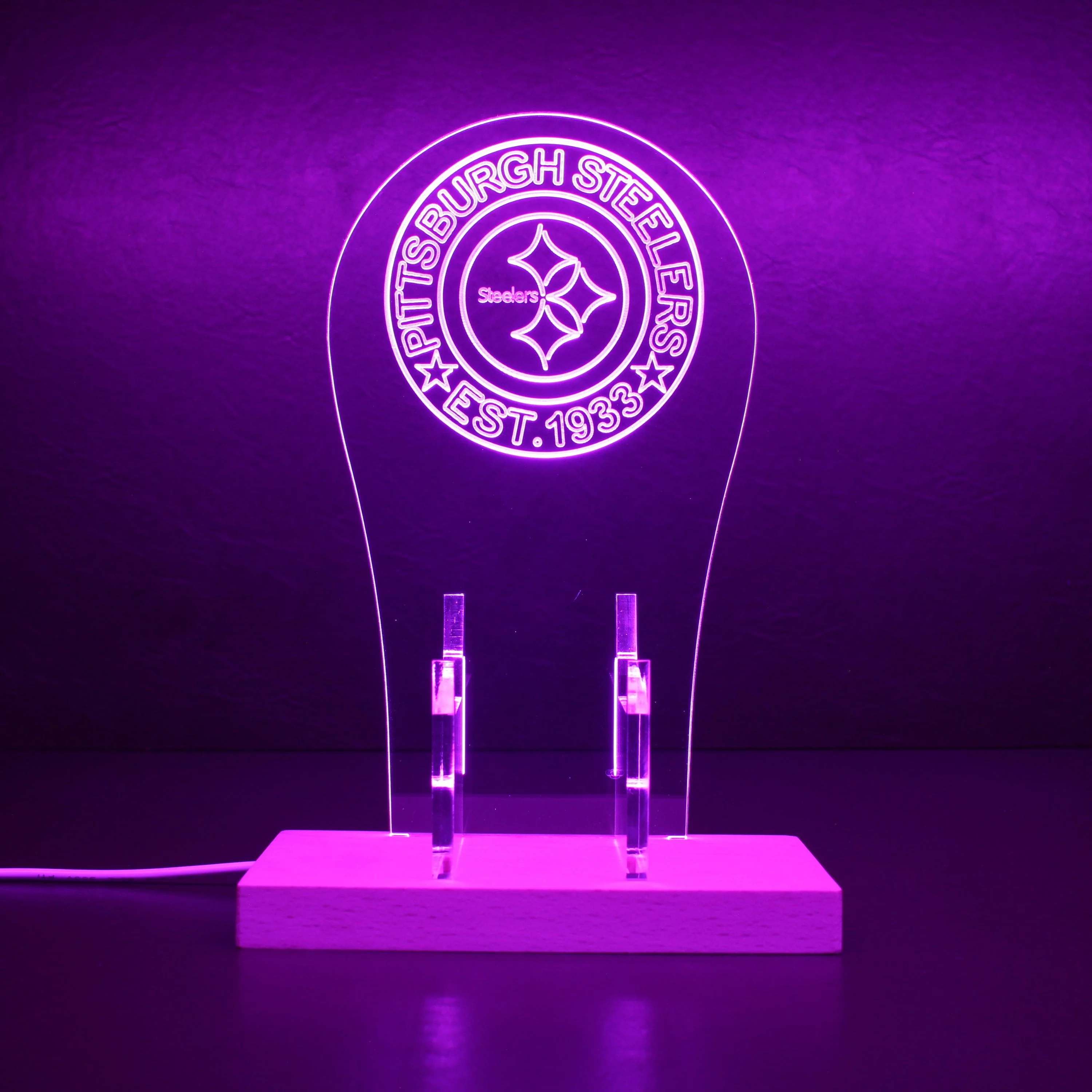Custom Your Sport Team Pittsburgh Steelers Est. 1933 RGB LED Gaming Headset Controller Stand - Image 5