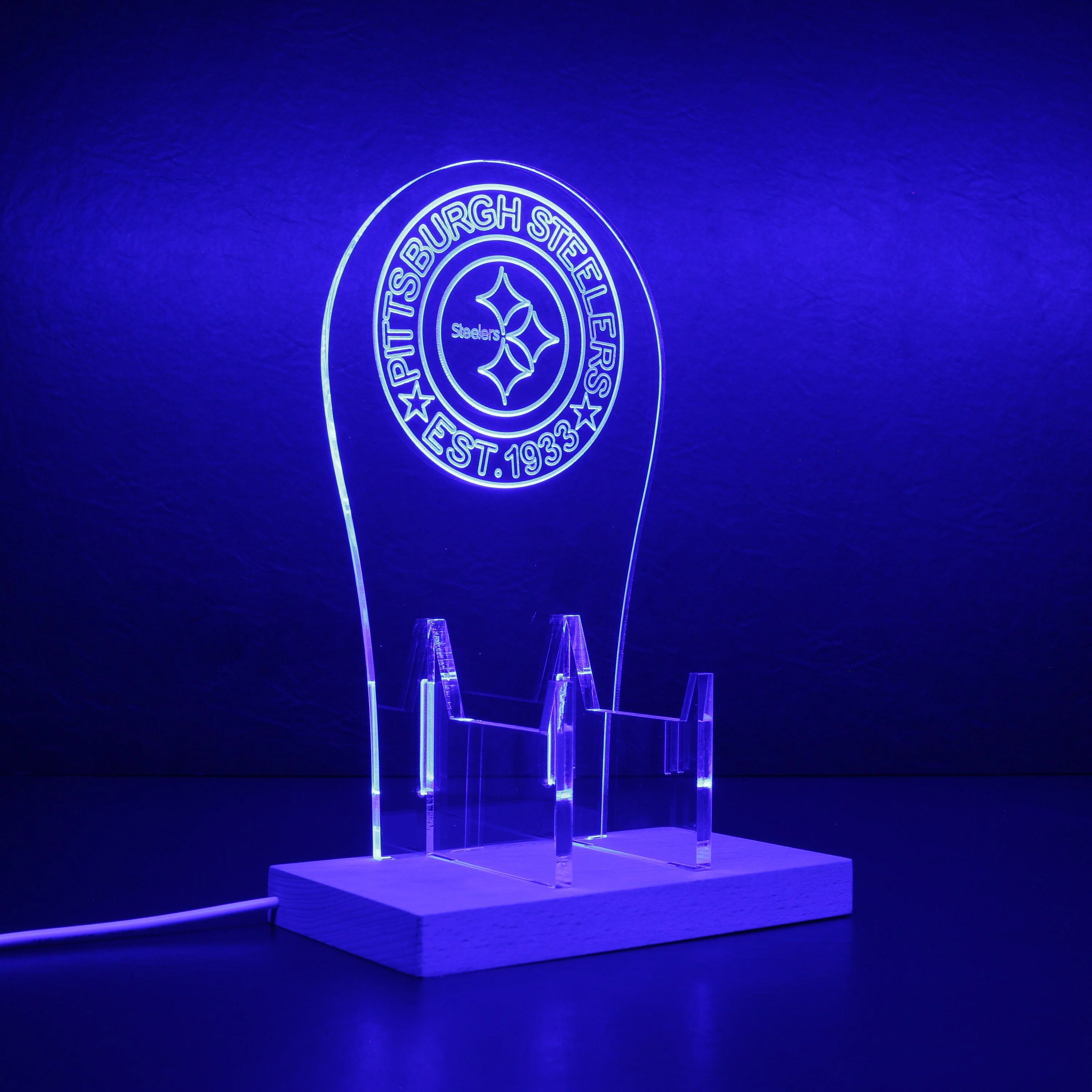 Custom Your Sport Team Pittsburgh Steelers Est. 1933 RGB LED Gaming Headset Controller Stand - Image 7