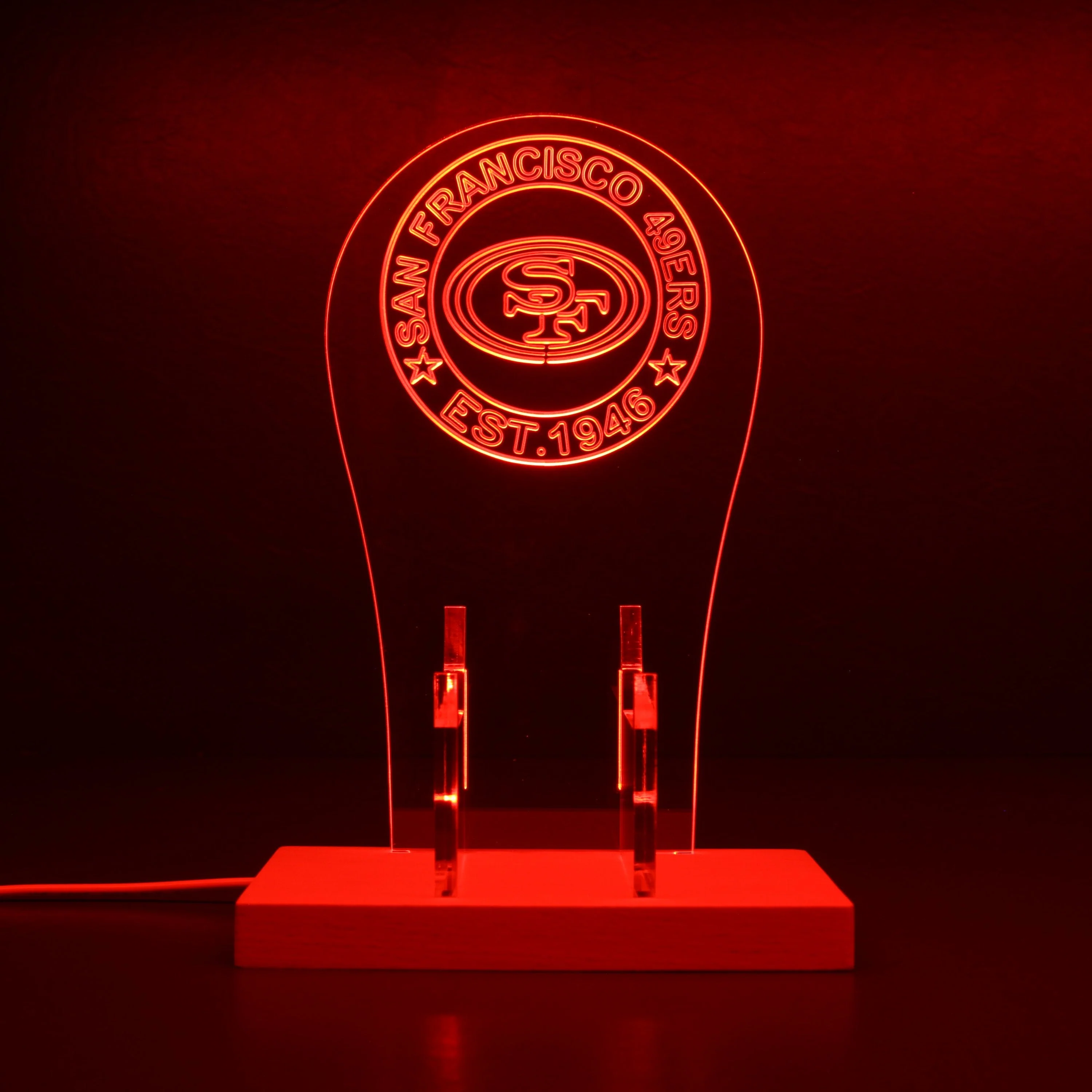 Custom Your Sport Team San Francisco 49ers Est. 1946 RGB LED Gaming Headset Controller Stand - Image 3