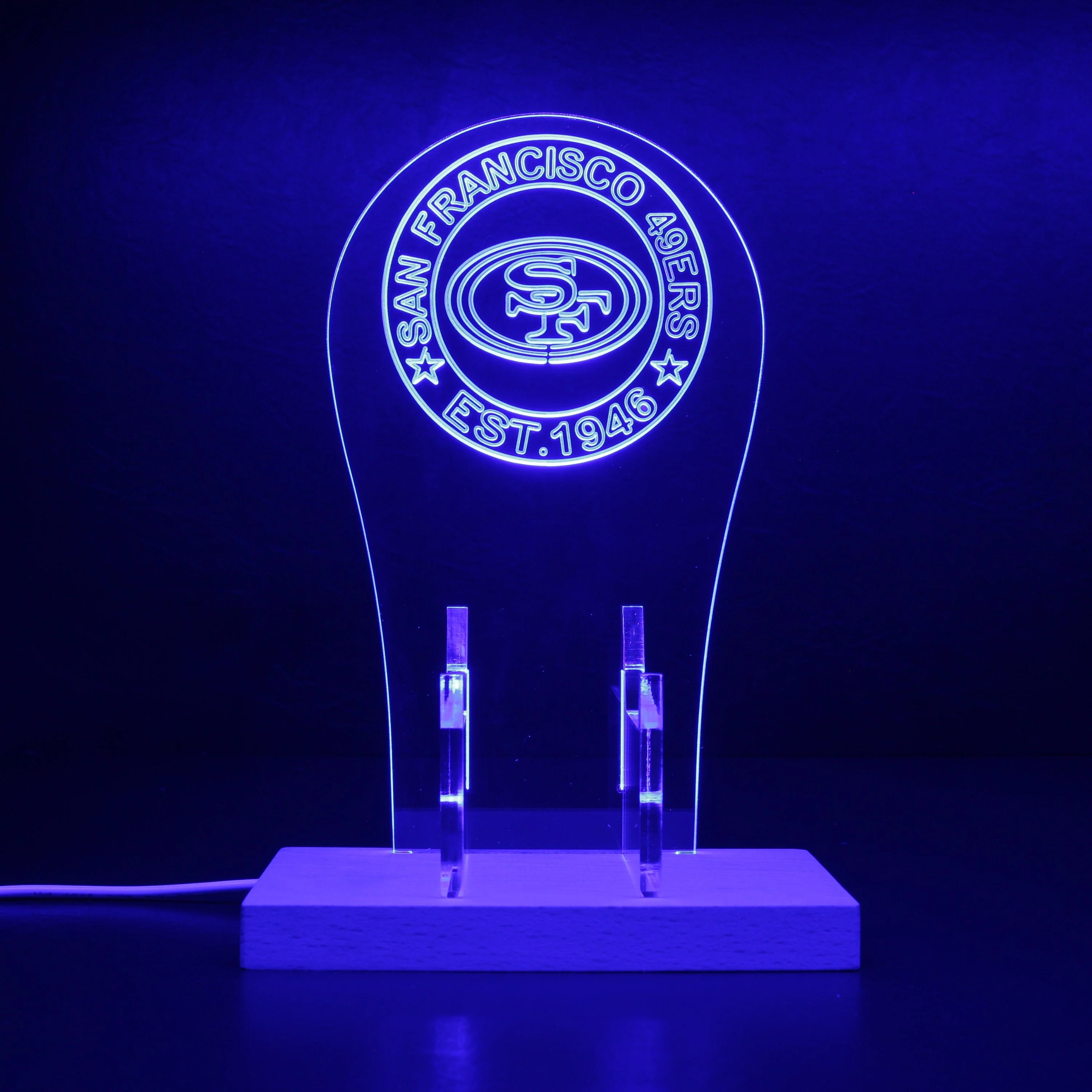 Custom Your Sport Team San Francisco 49ers Est. 1946 RGB LED Gaming Headset Controller Stand - Image 4