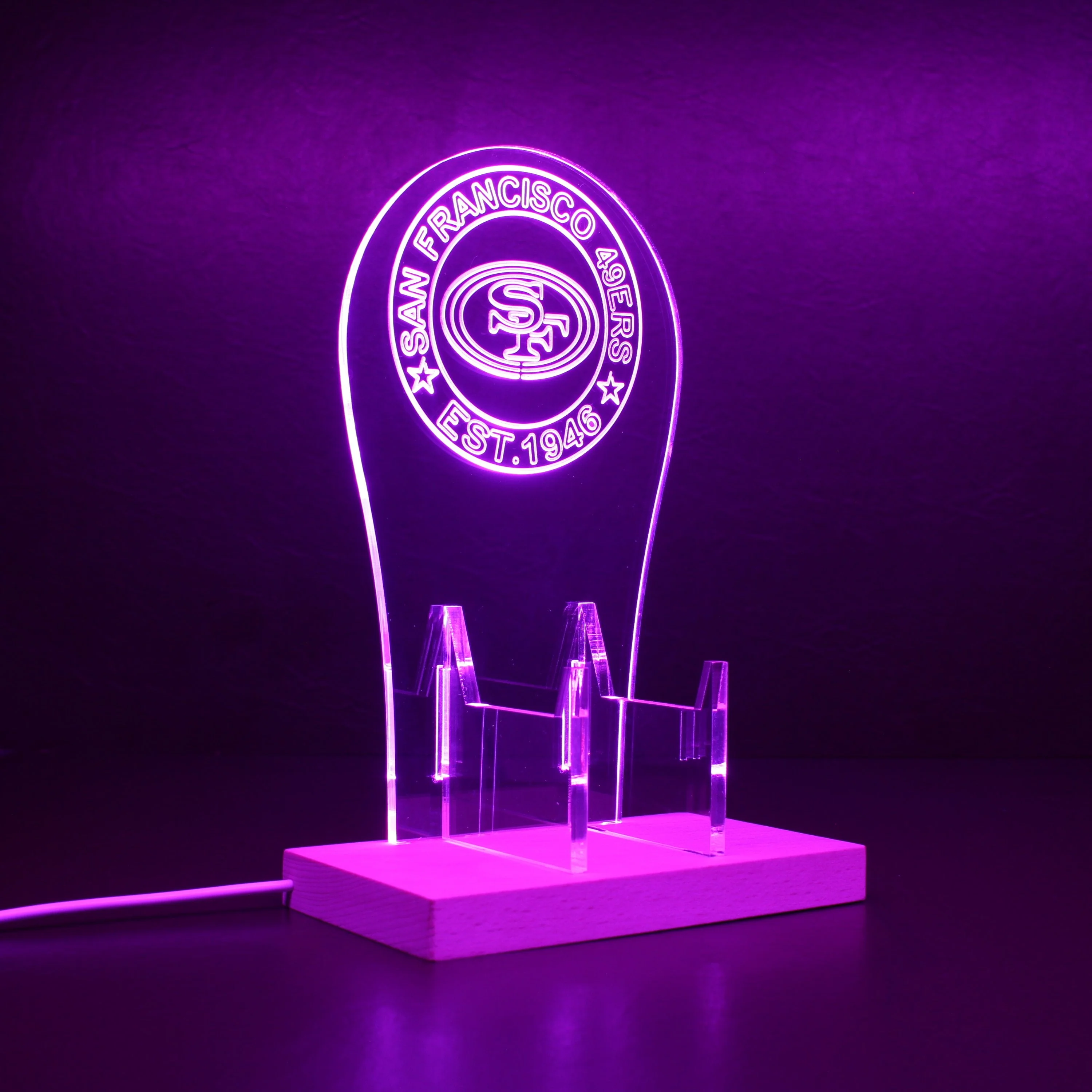 Custom Your Sport Team San Francisco 49ers Est. 1946 RGB LED Gaming Headset Controller Stand - Image 6