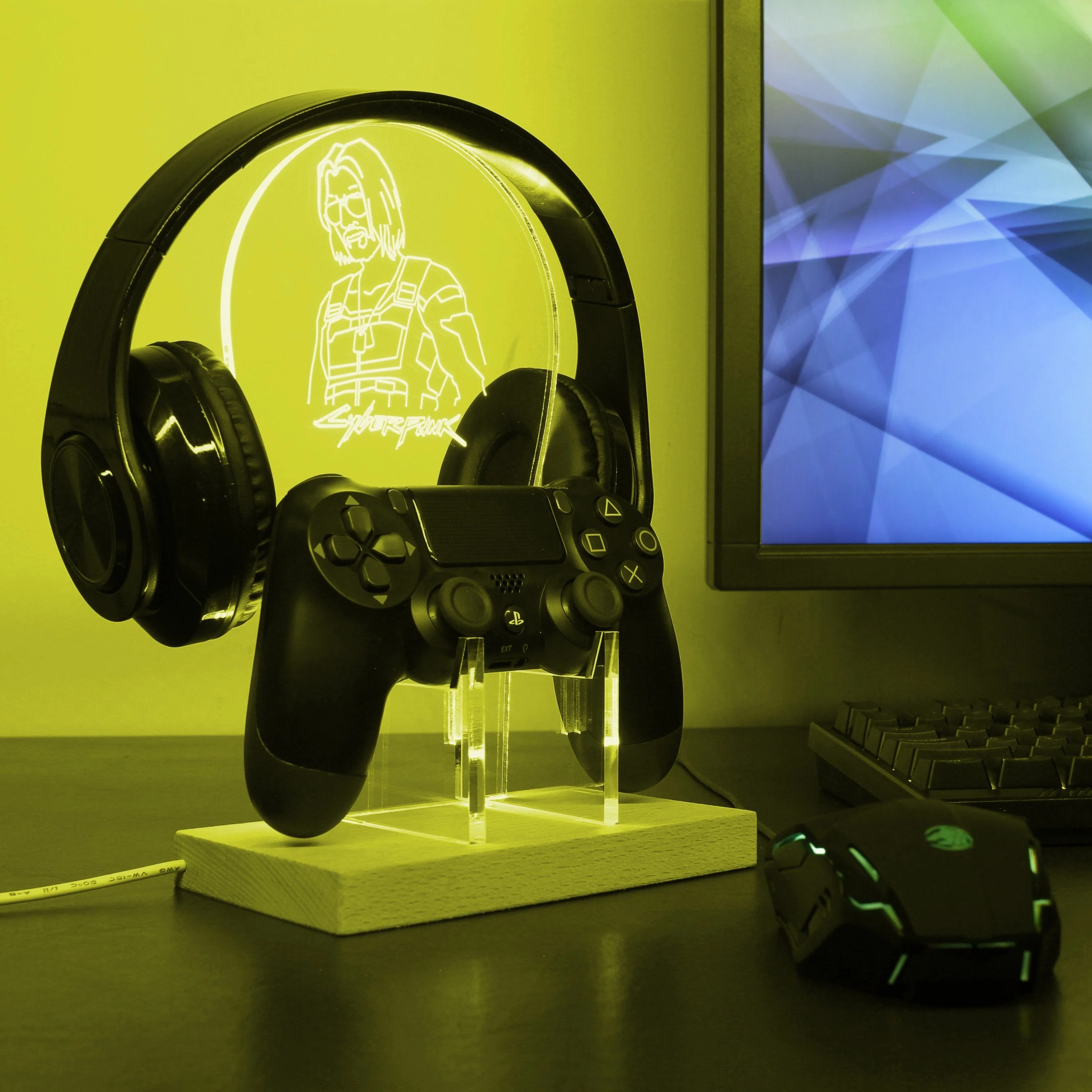Cyberpunk 2077 Johnny Silverhand LED Gaming Headset Controller Stand - Image 4
