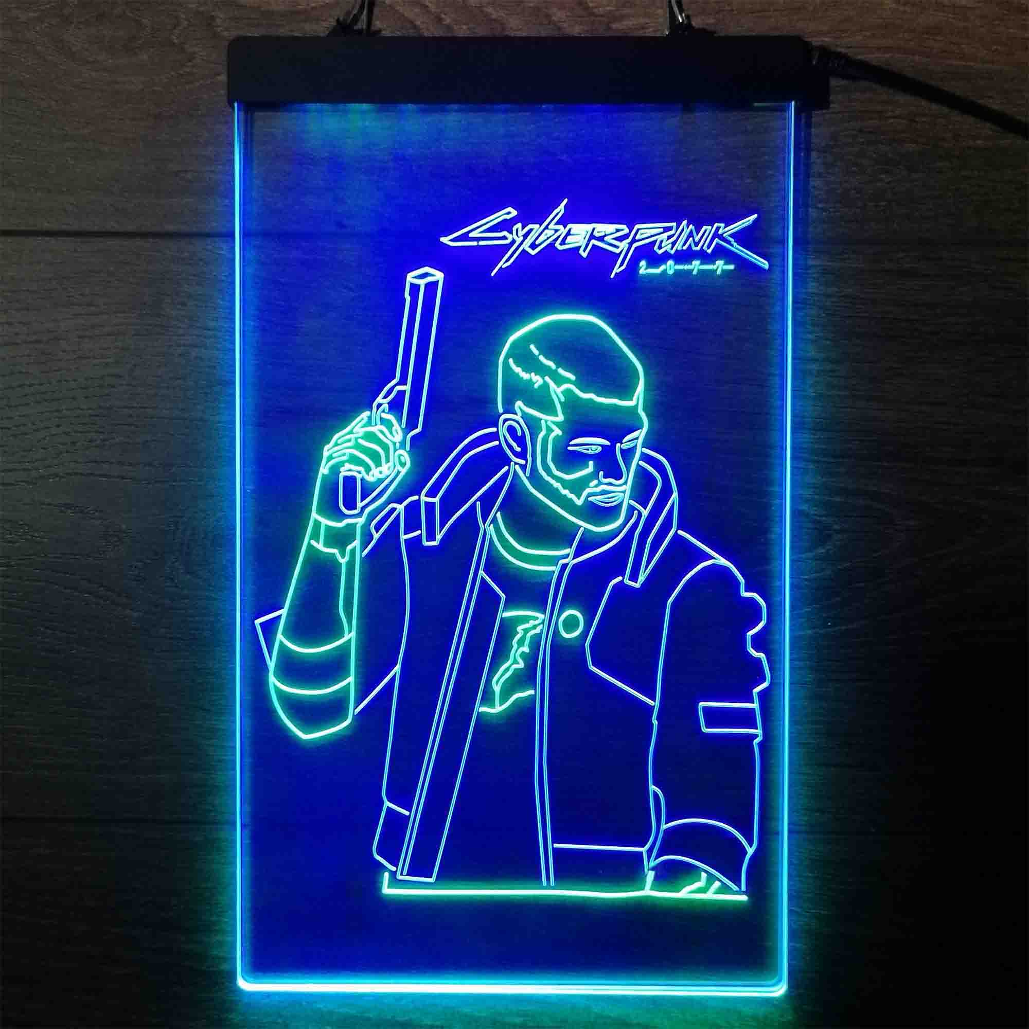 Cyberpunk 2077 Male V Game Room Neon LED Sign
