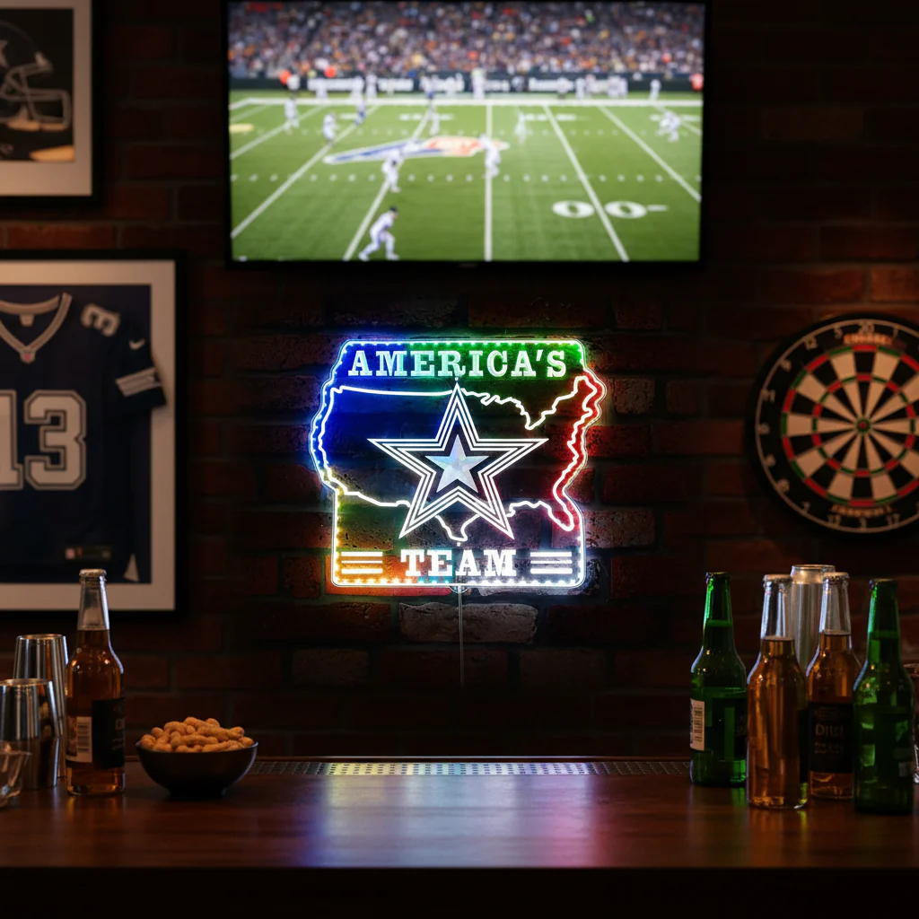 Dallas Cowboys Man Cave RGB Edge Lit LED Sign - Image 8