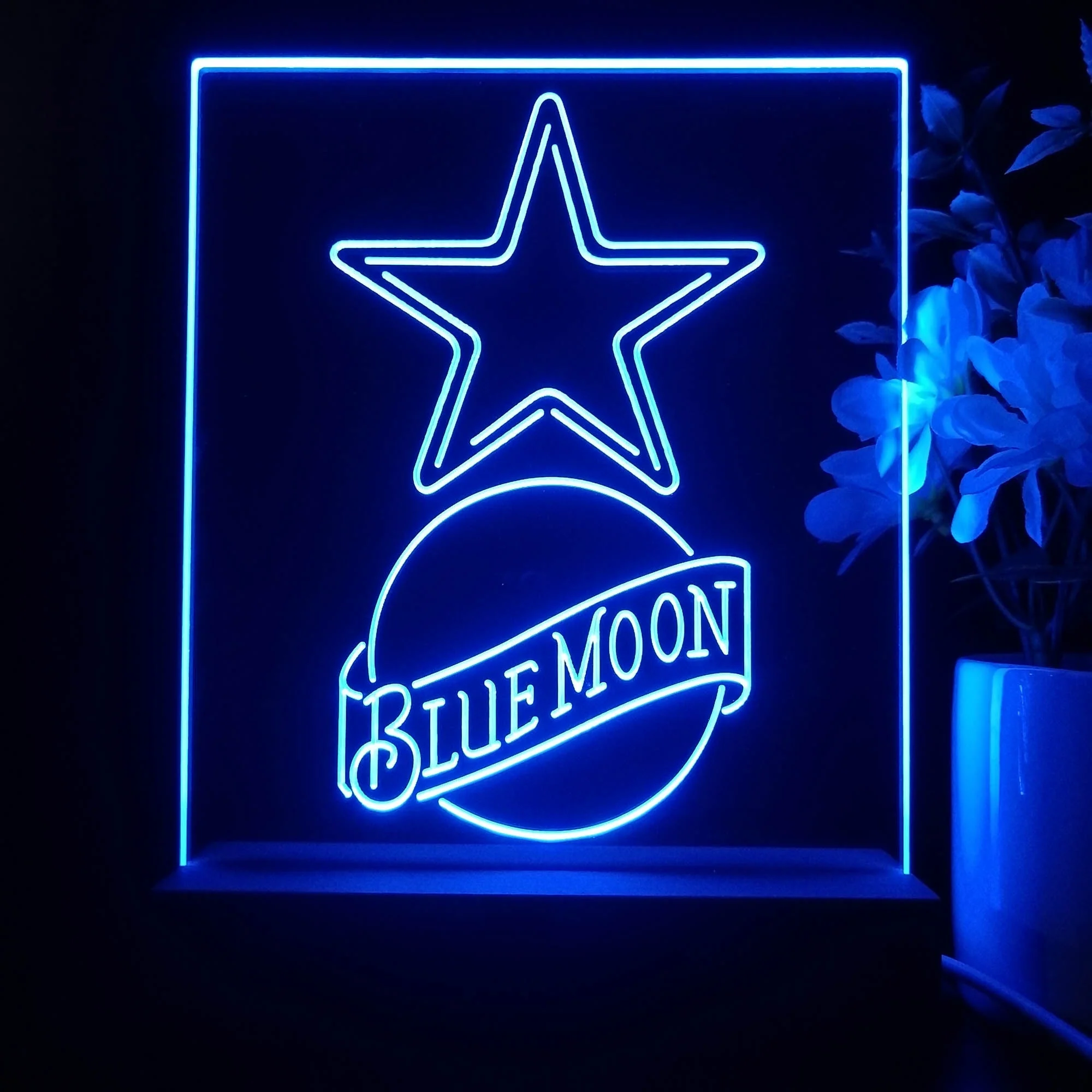 Dallas Cowboys Blue Moon Neon Sign Pub Bar Lamp - Image 2