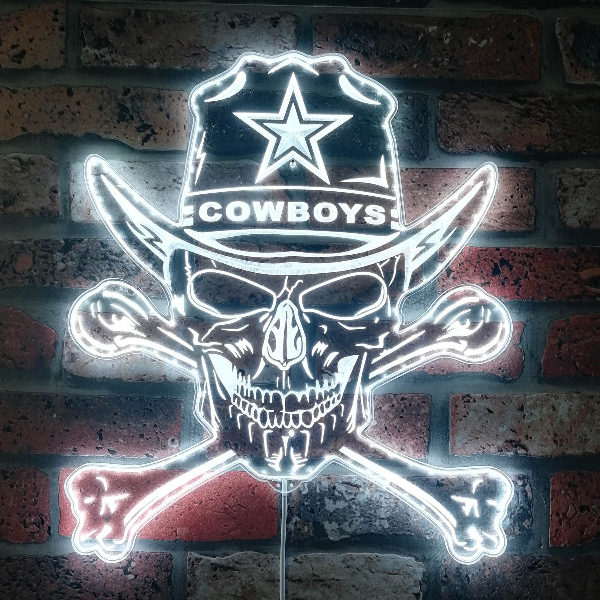 Dallas Cowboys Skull Neon LED Sign with Dynamic RGB Colors - Image 5