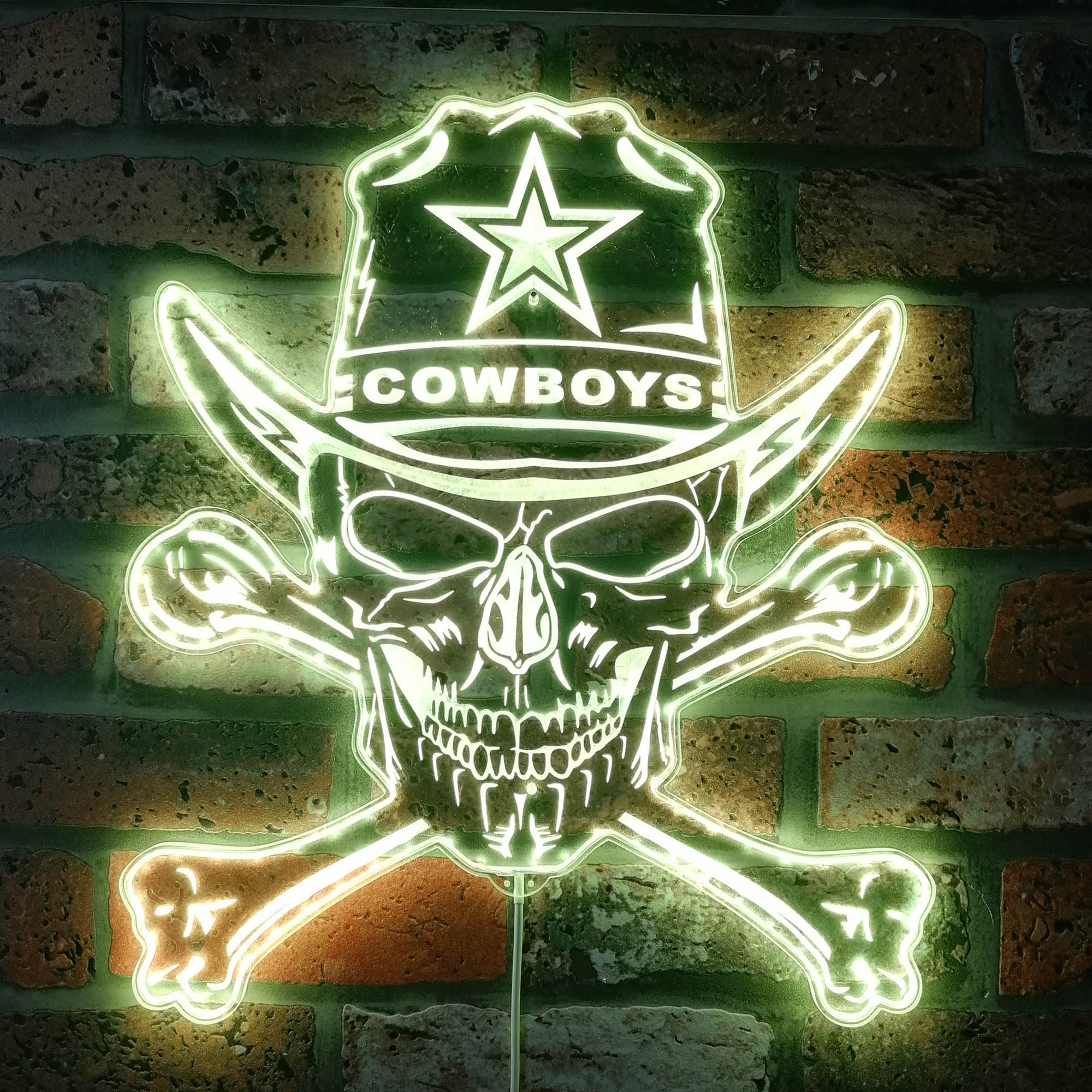 Dallas Cowboys Skull Neon LED Sign with Dynamic RGB Colors - Image 7
