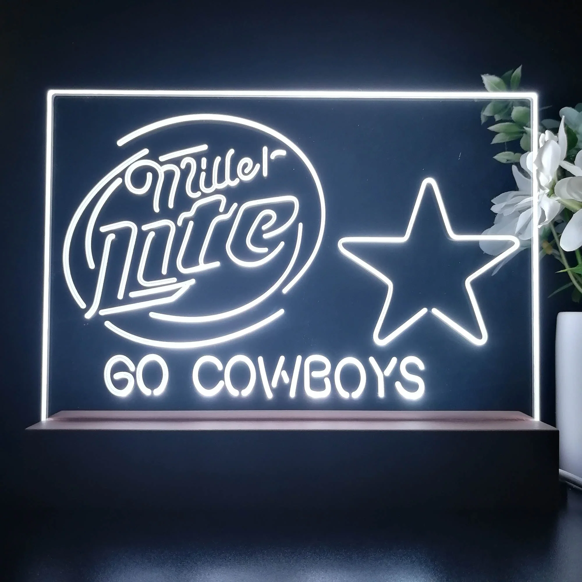 Dallas Cowboys Go Miller Lite 3D Illusion Night Light Desk Lamp - Image 2