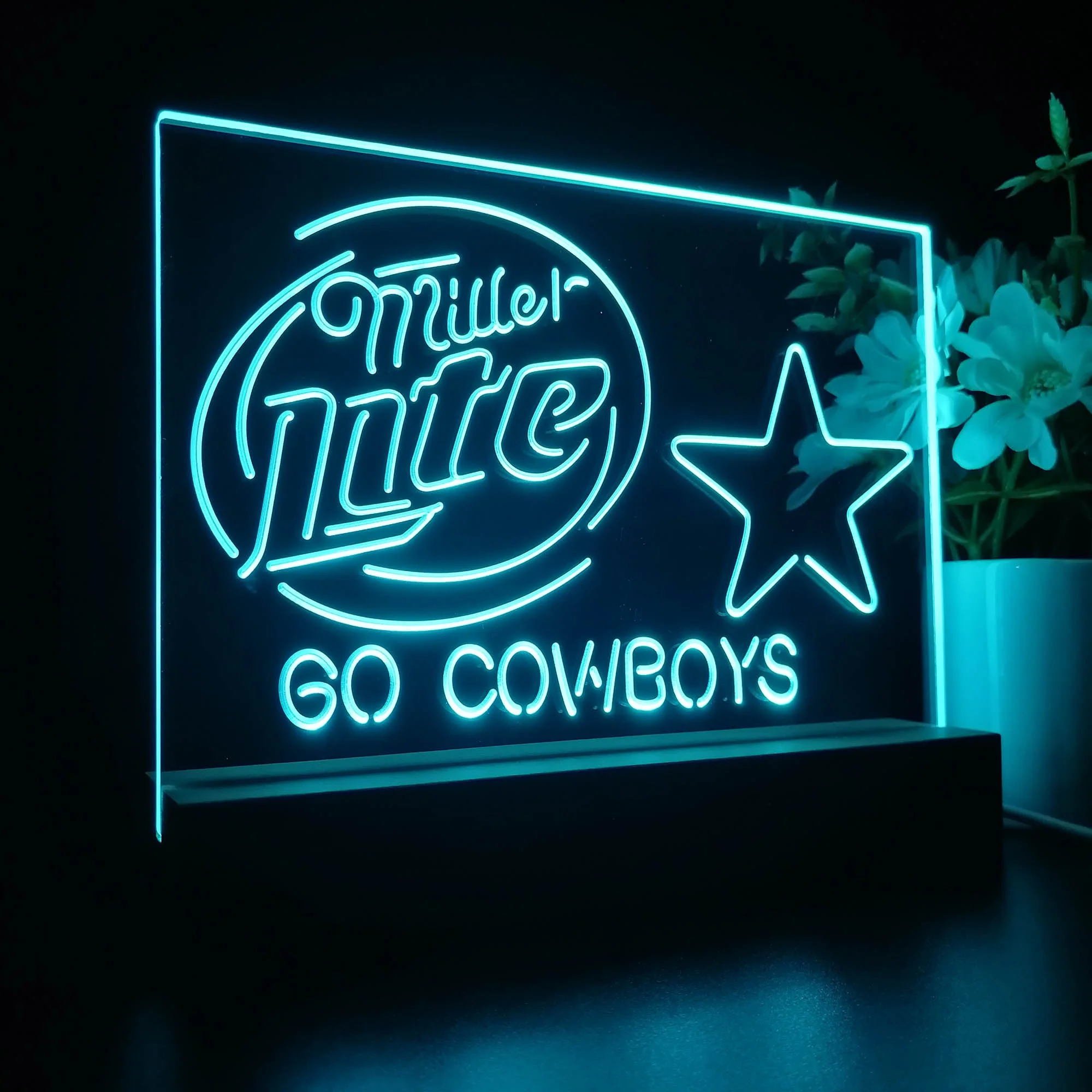 Dallas Cowboys Go Miller Lite 3D Illusion Night Light Desk Lamp - Image 5