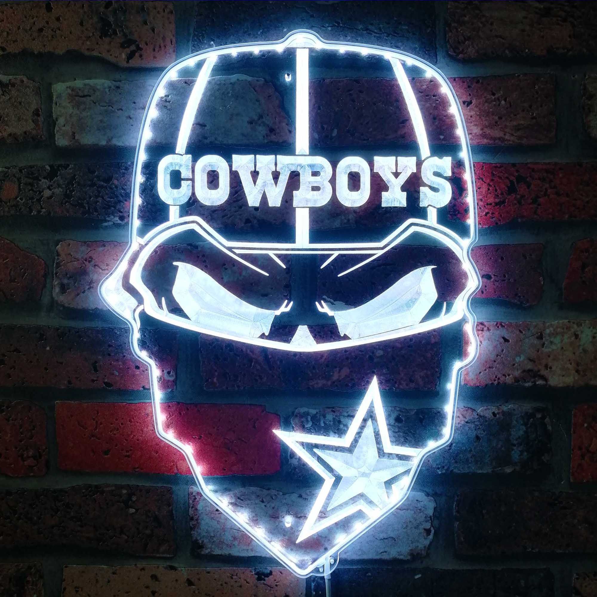 Dallas Cowboys Skull Neon LED Sign with Dynamic RGB Colors - Image 5