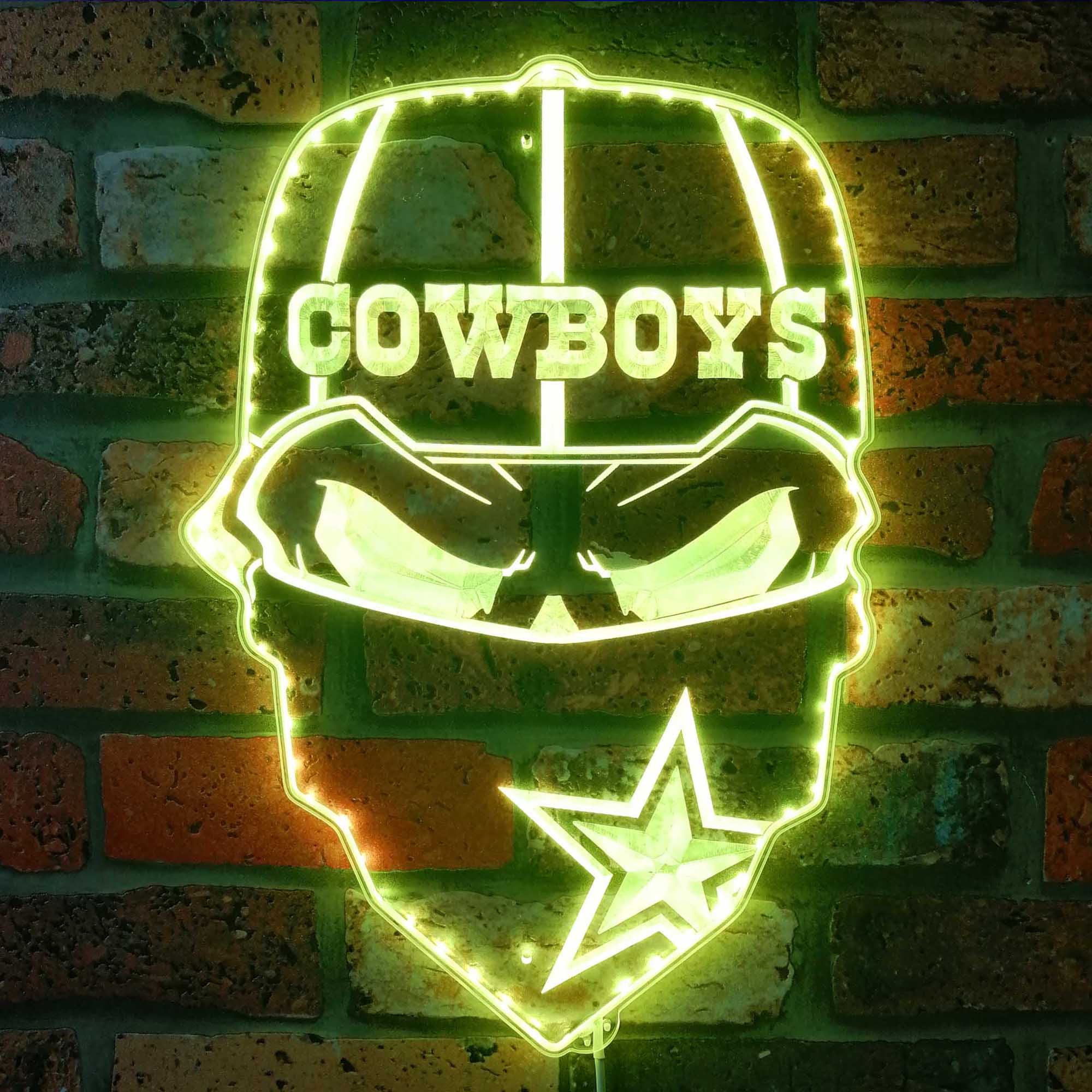 Dallas Cowboys Skull Neon LED Sign with Dynamic RGB Colors - Image 7