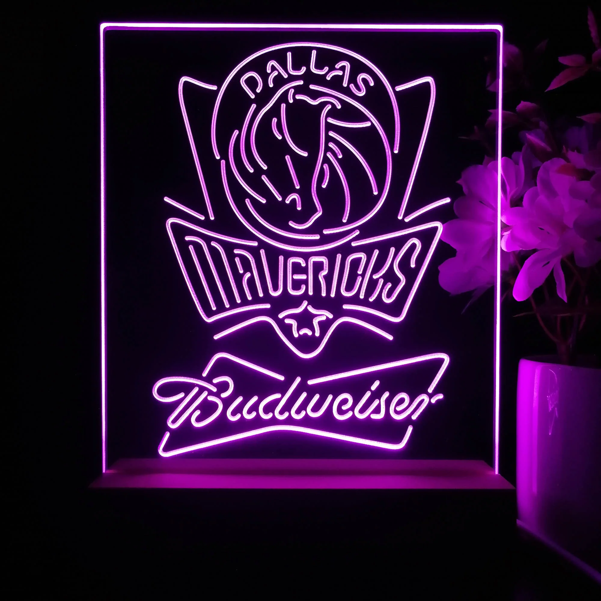 Dallas Mavericks Budweiser Neon Sign Pub Bar Lamp - Image 2