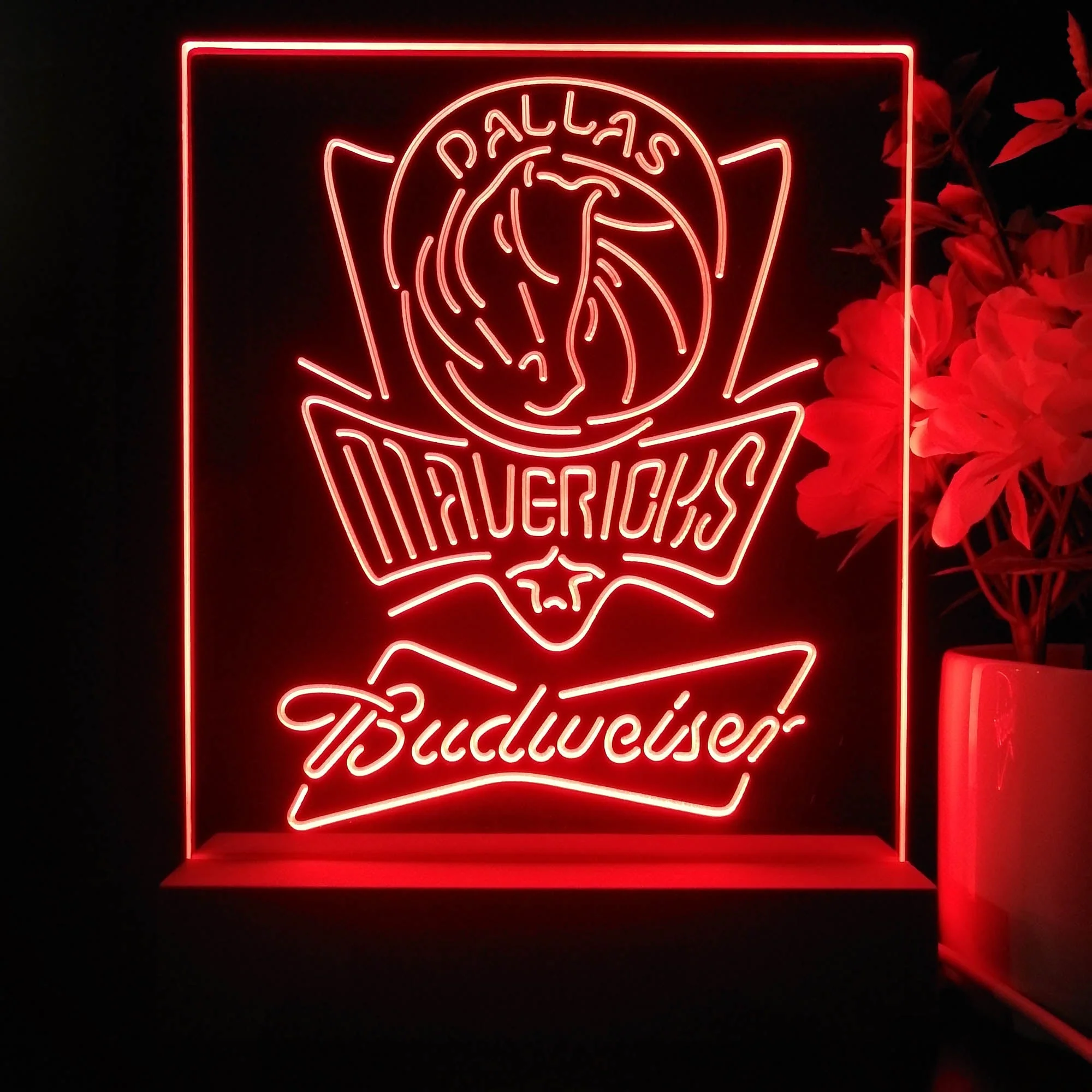 Dallas Mavericks Budweiser Neon Sign Pub Bar Lamp - Image 3