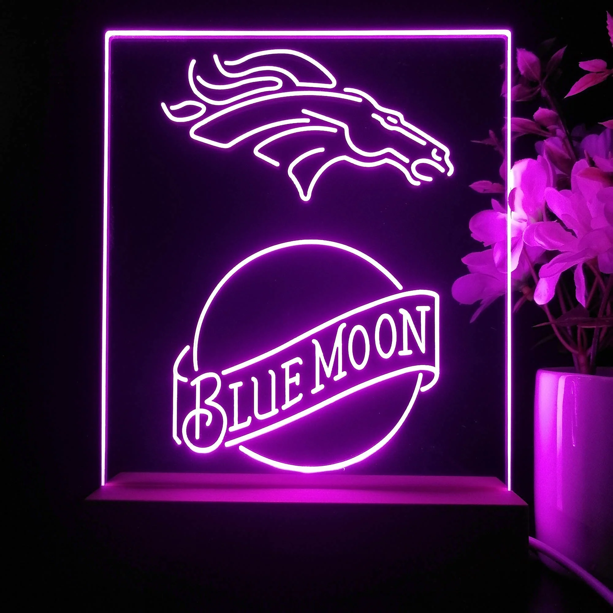 Denver Broncos Blue Moon Neon Sign Pub Bar Lamp - Image 2