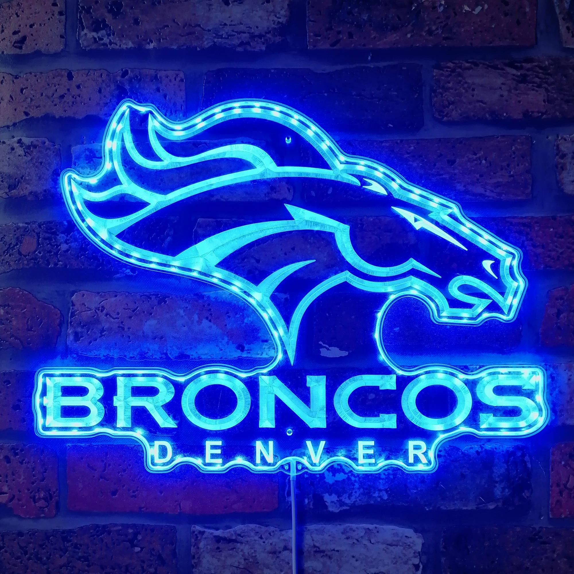 Denver Broncos Neon LED Sign with Dynamic RGB Colors - Image 4