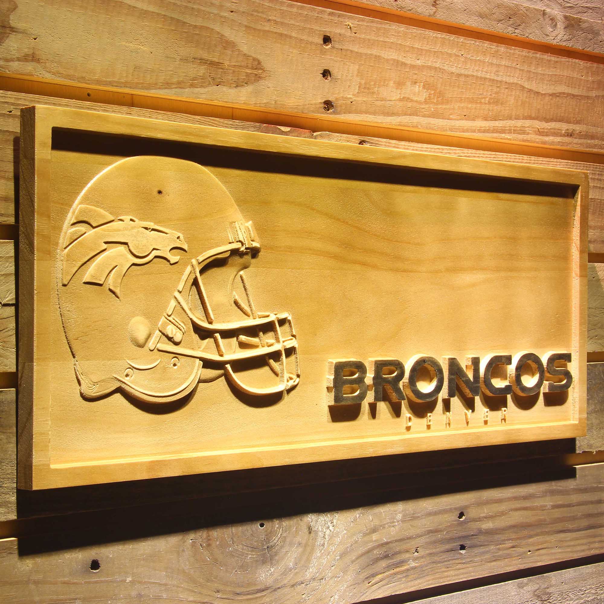 Denver Broncos 3D Solid Wooden Craving Sign - Image 2