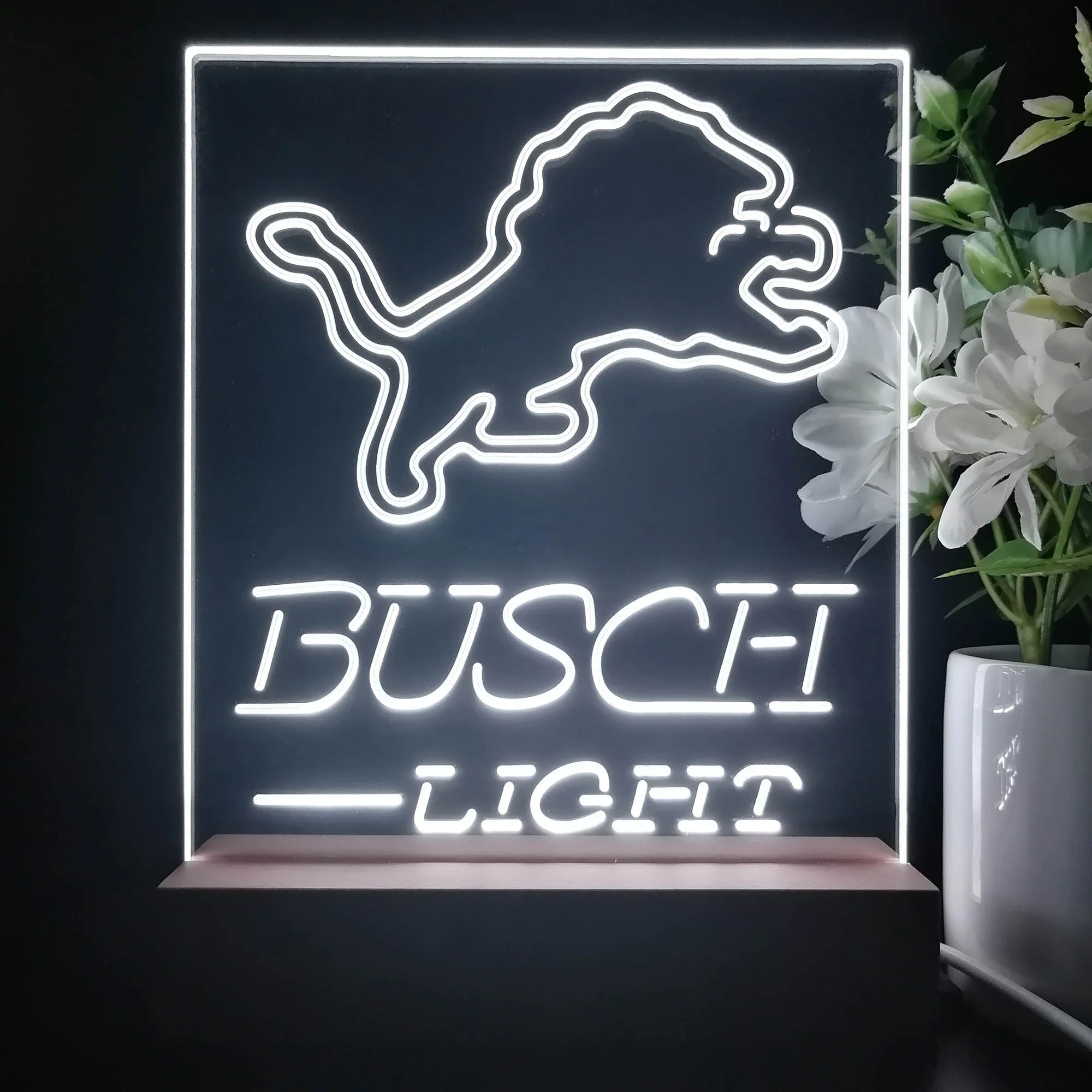 Detroit Lion Busch Light Neon Sign Pub Bar Lamp - Image 4