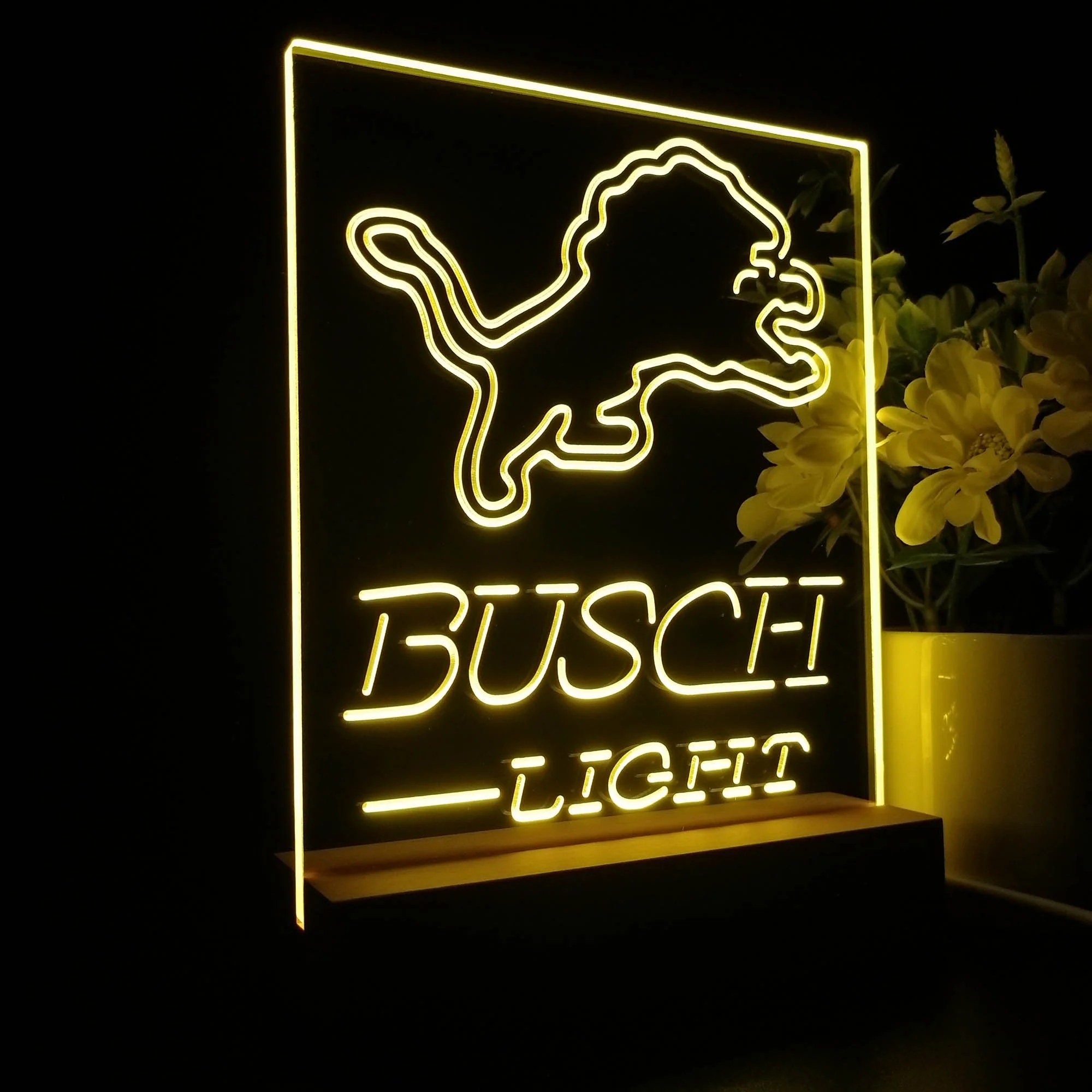 Detroit Lion Busch Light Neon Sign Pub Bar Lamp - Image 6