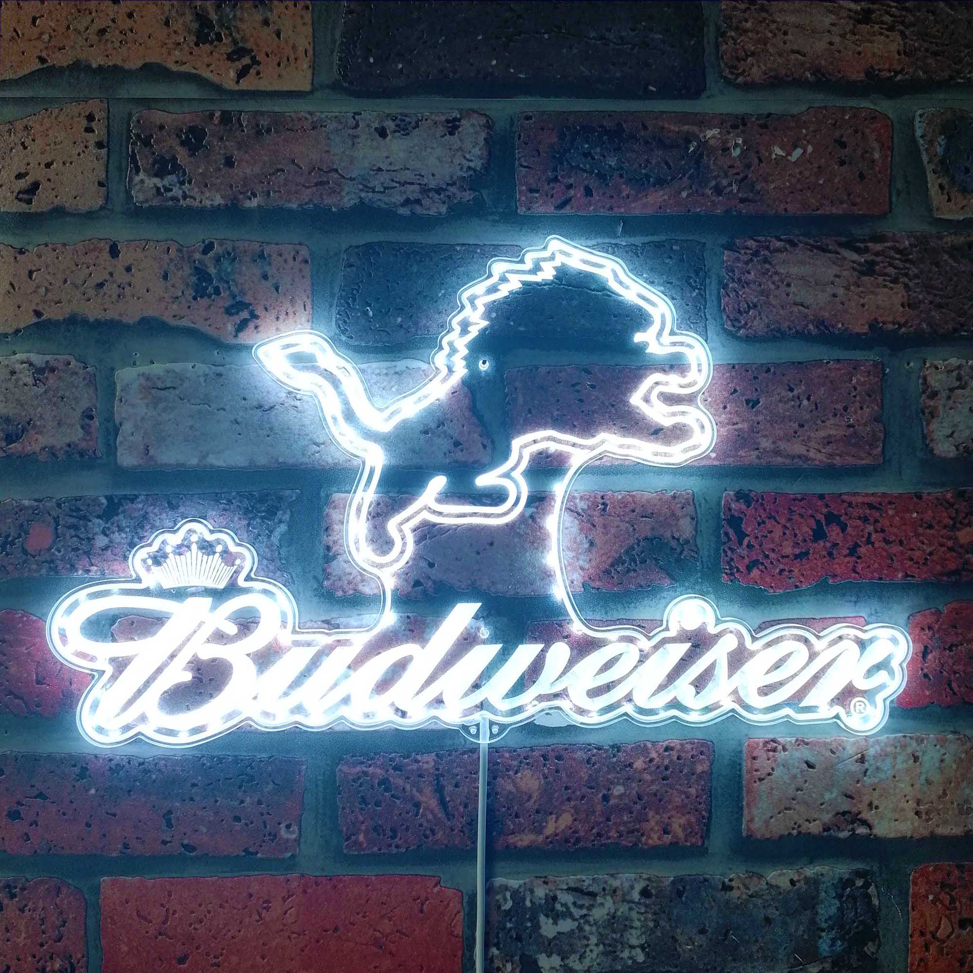 Detroit Lions Budweiser Neon LED Sign with Dynamic RGB Colors - Image 5