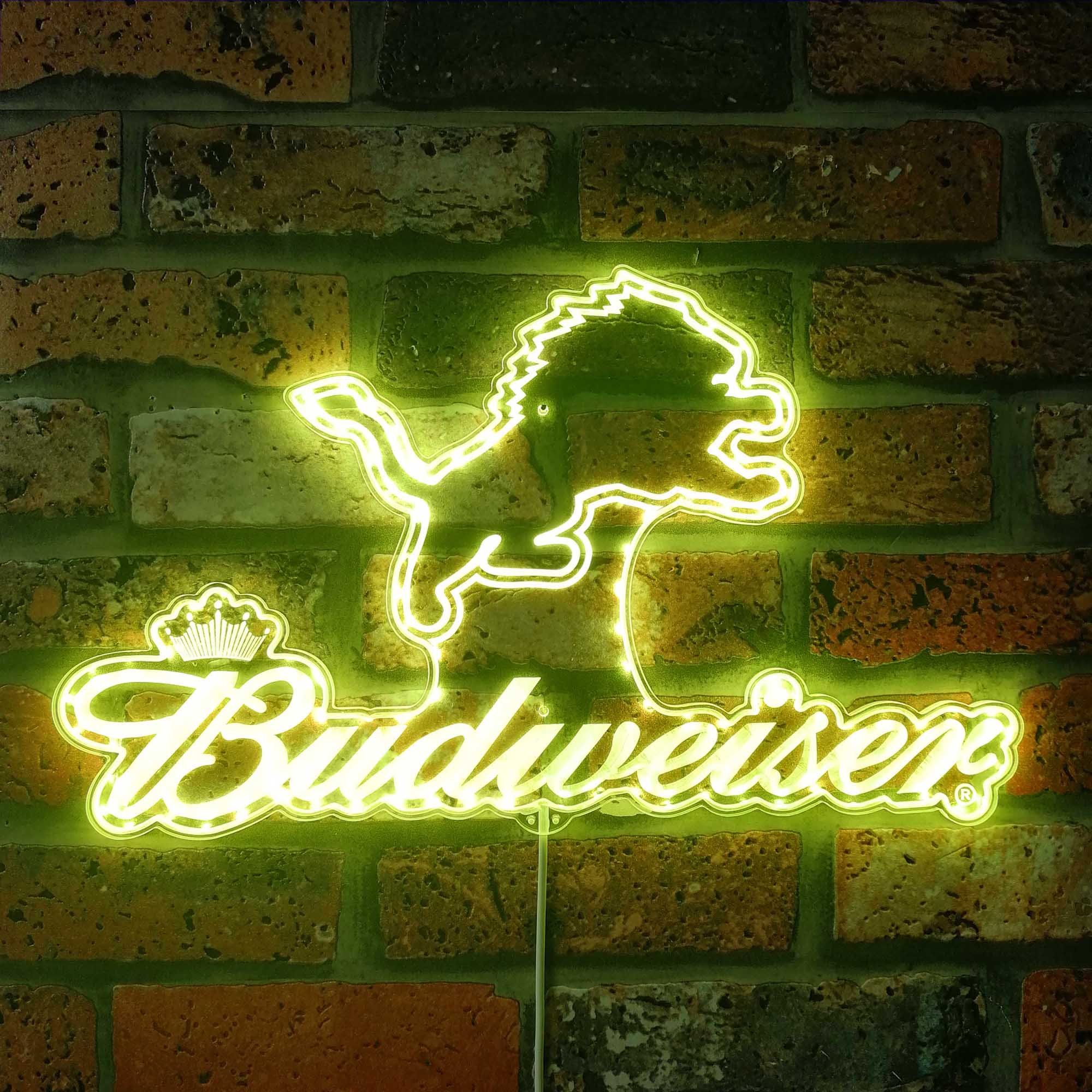 Detroit Lions Budweiser Neon LED Sign with Dynamic RGB Colors - Image 7