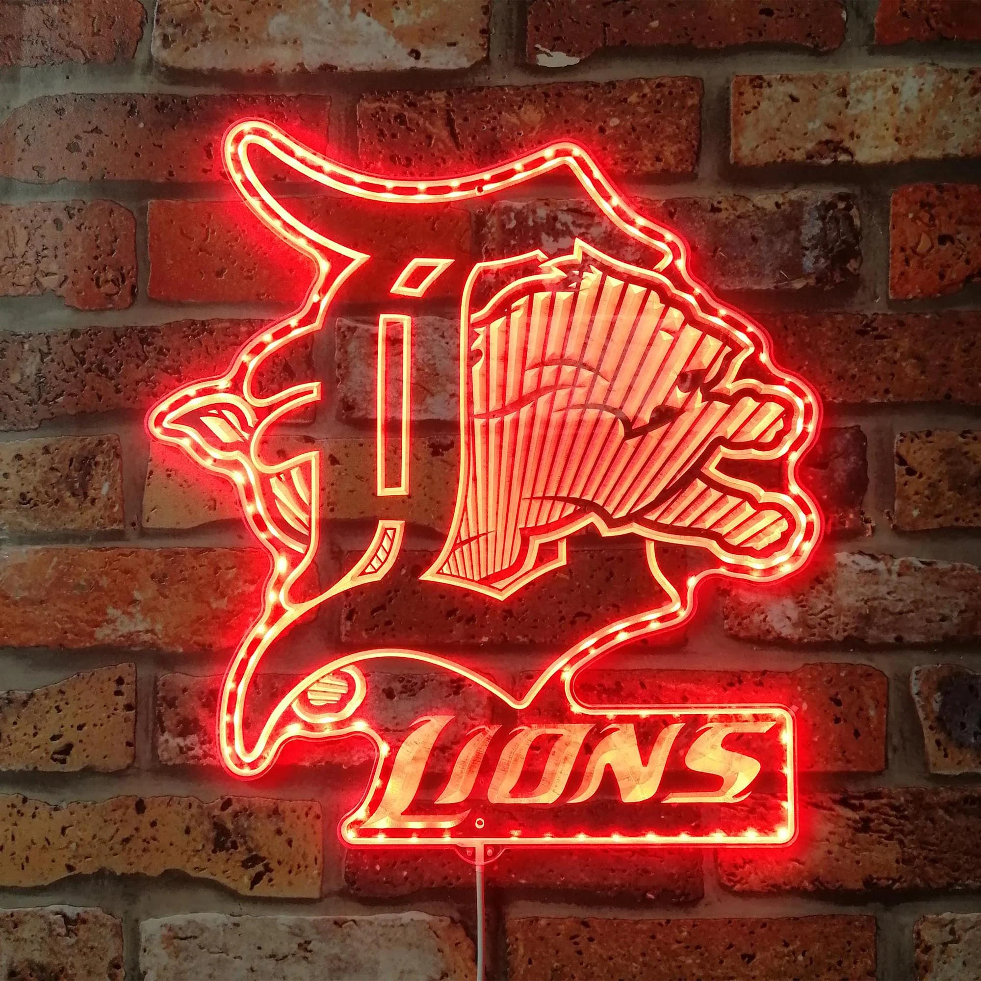 Detroit Lions Neon LED Sign with Dynamic RGB Colors - Image 3