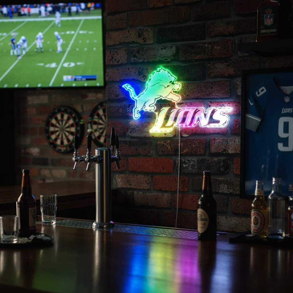 Detroit Lions Neon LED Sign with Dynamic RGB Colors - Image 9