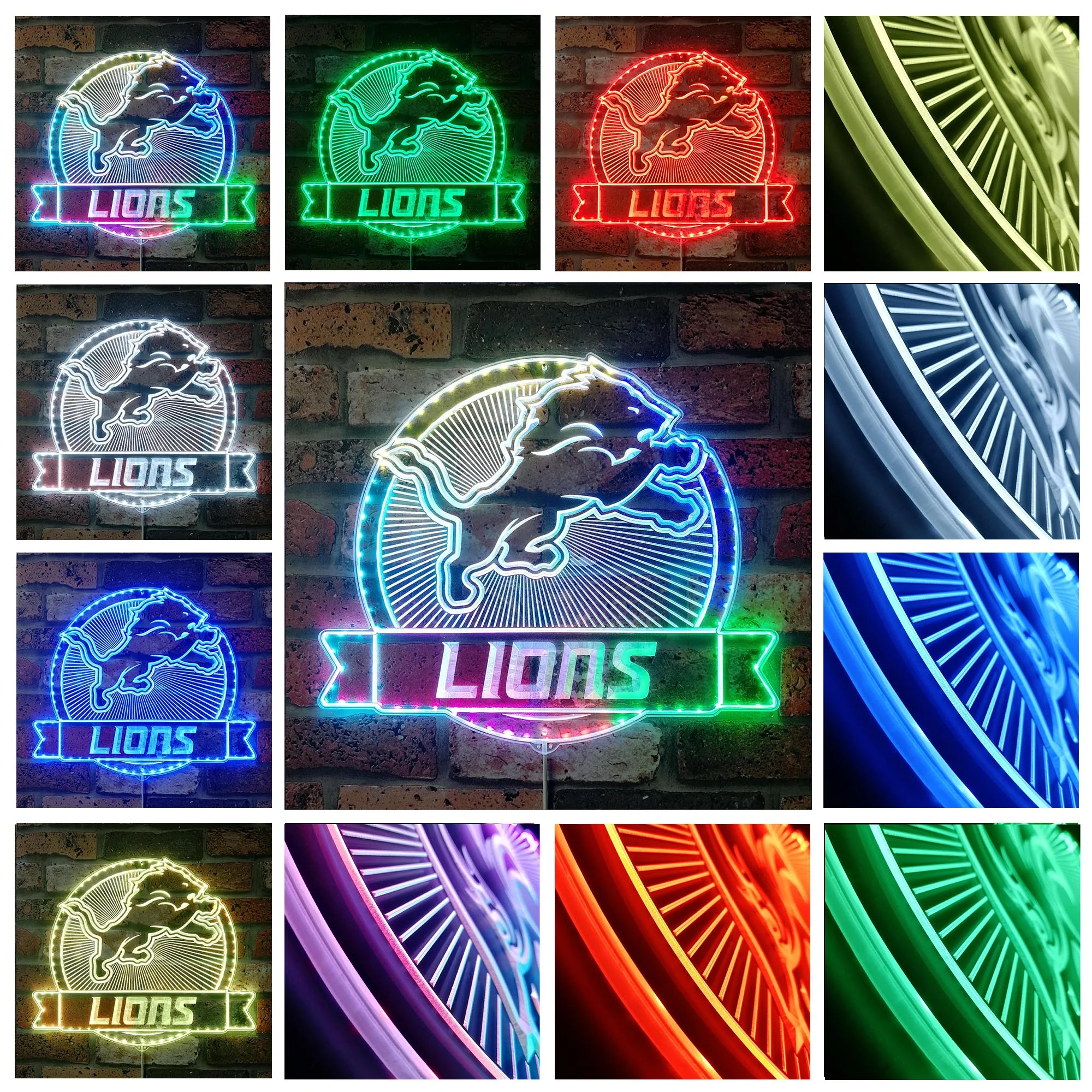 Detroit Lions Neon LED Sign with Dynamic RGB Colors - Image 2