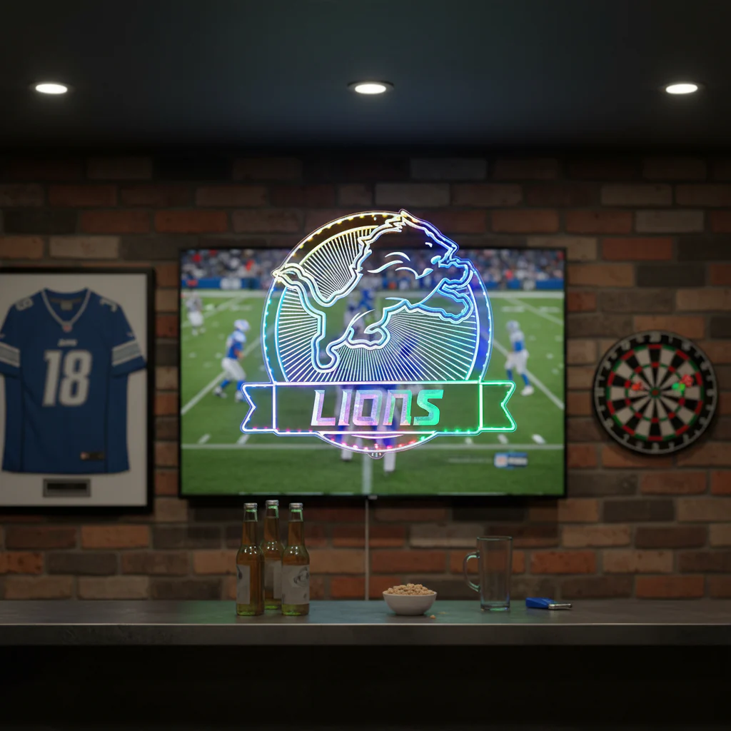 Detroit Lions Neon LED Sign with Dynamic RGB Colors - Image 8