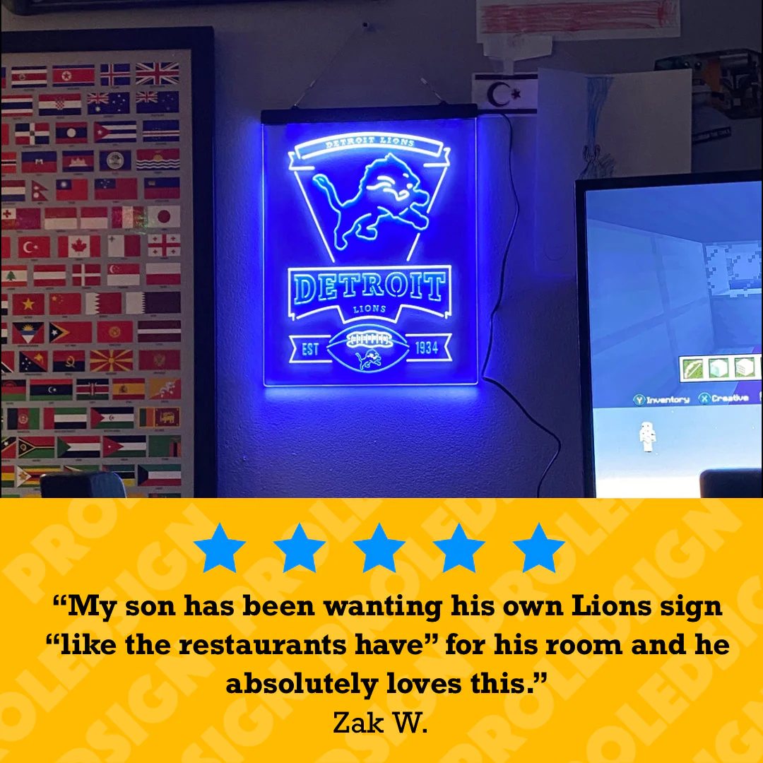 Detroit Lions Est. 1934 Neon-Like LED Sign - Image 2