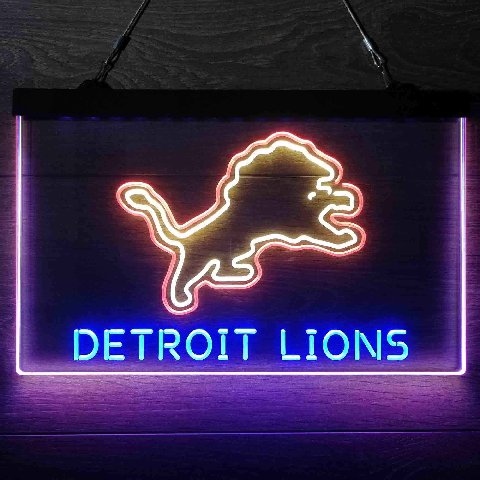 Detroit Lions Neon 3-Color LED Sign - Image 3