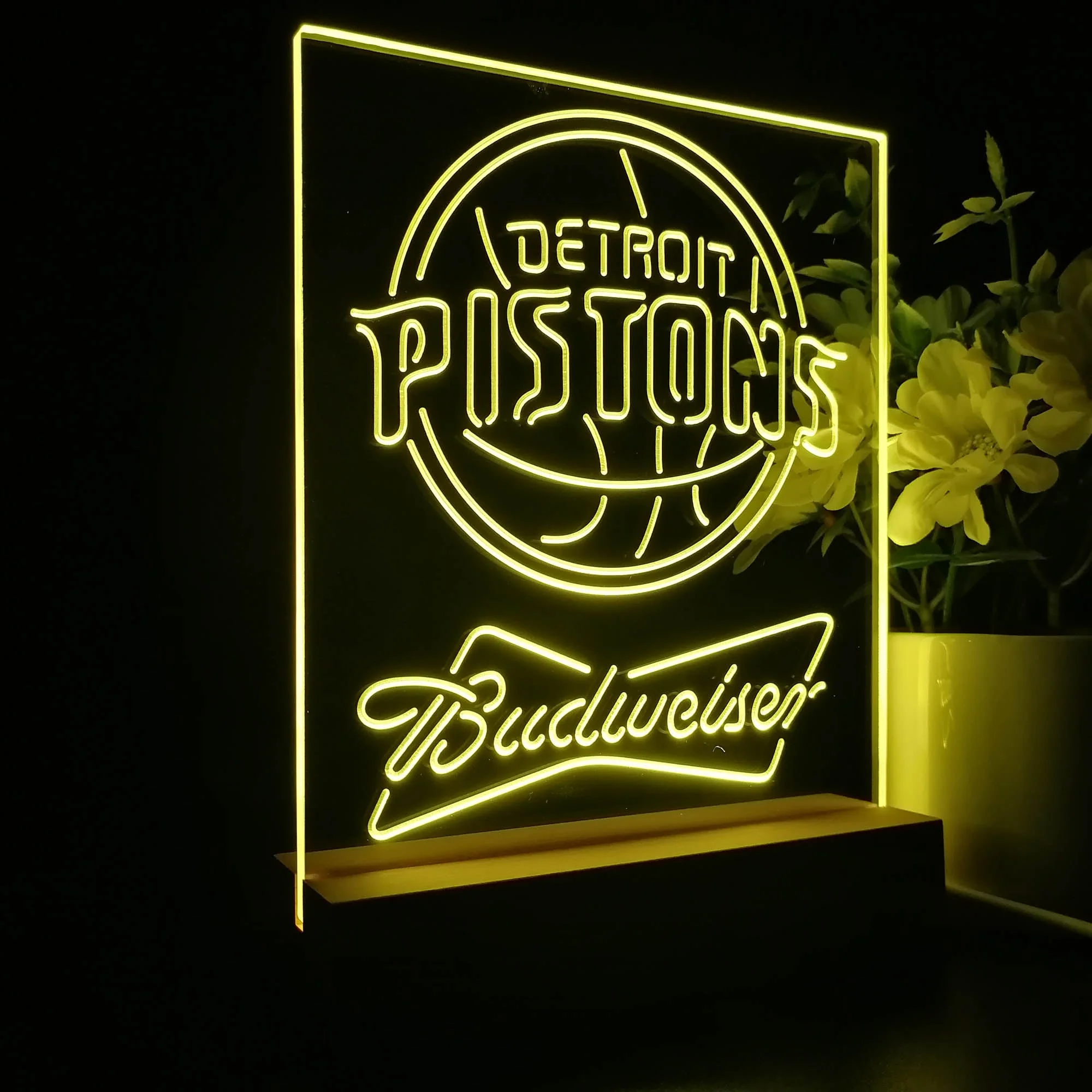 Detroit Pistons Budweiser Neon Sign Pub Bar Lamp - Image 6