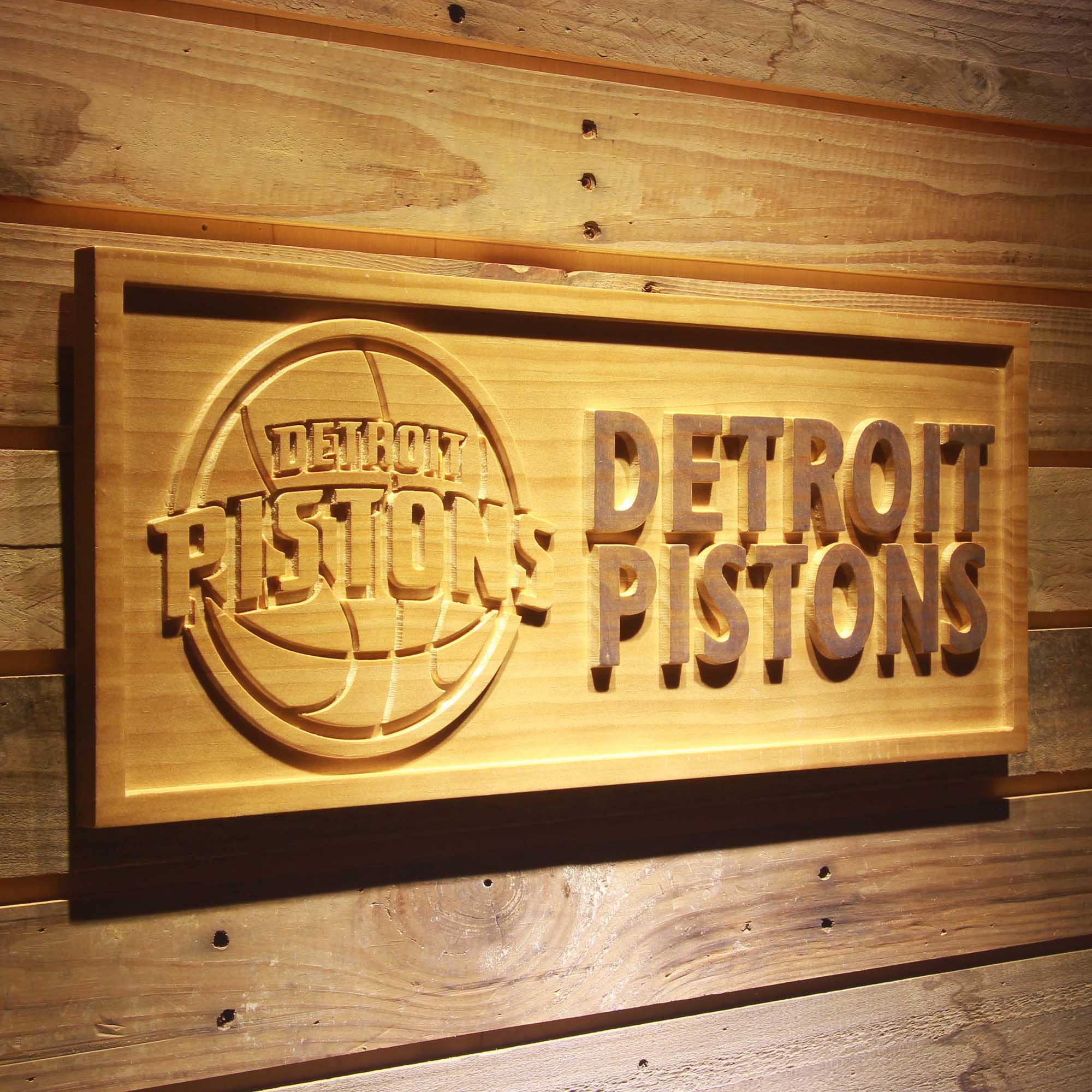 Detroit Pistons 3D Solid Wooden Craving Sign - Image 2