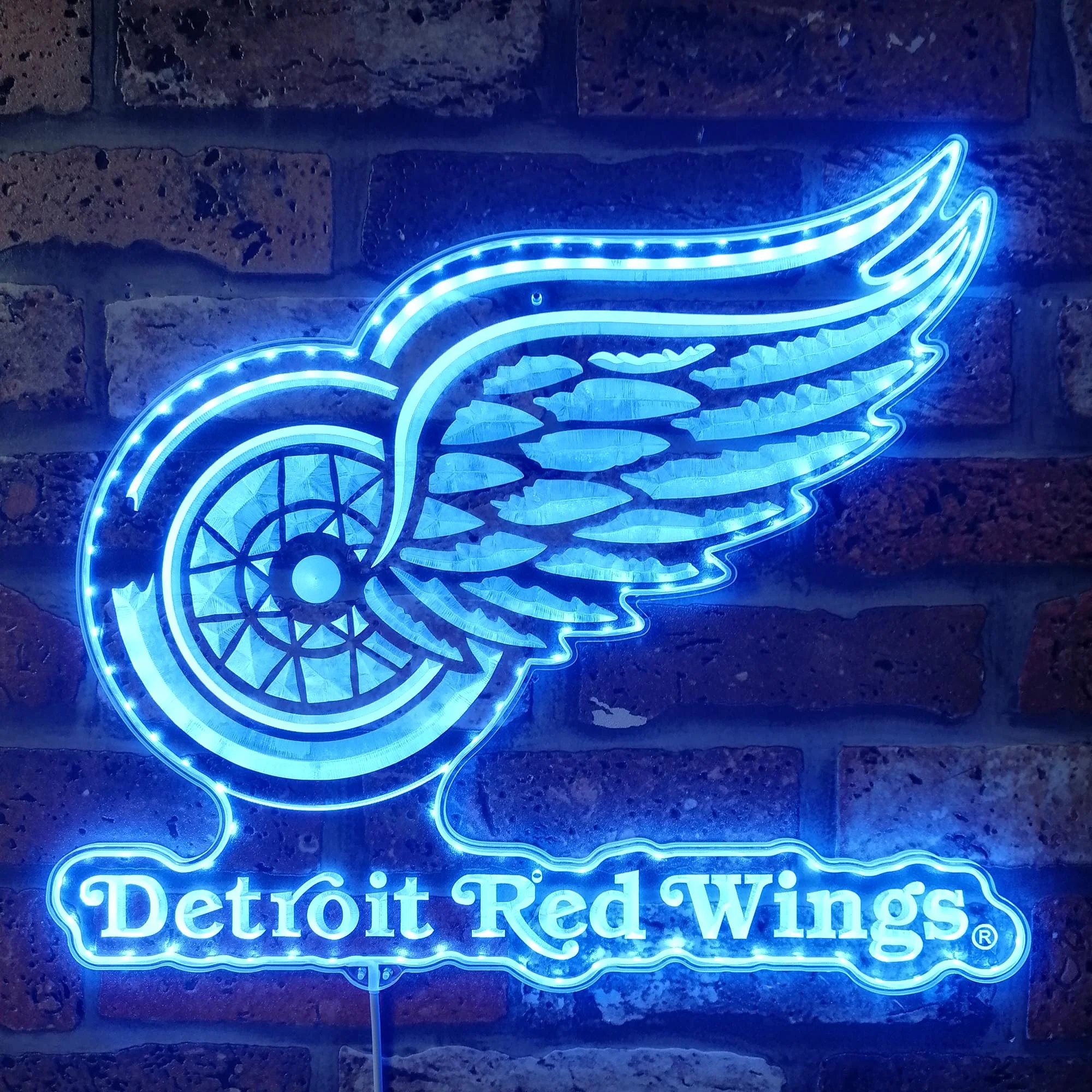 Detroit Red Wings Neon LED Sign with Dynamic RGB Colors - Image 4