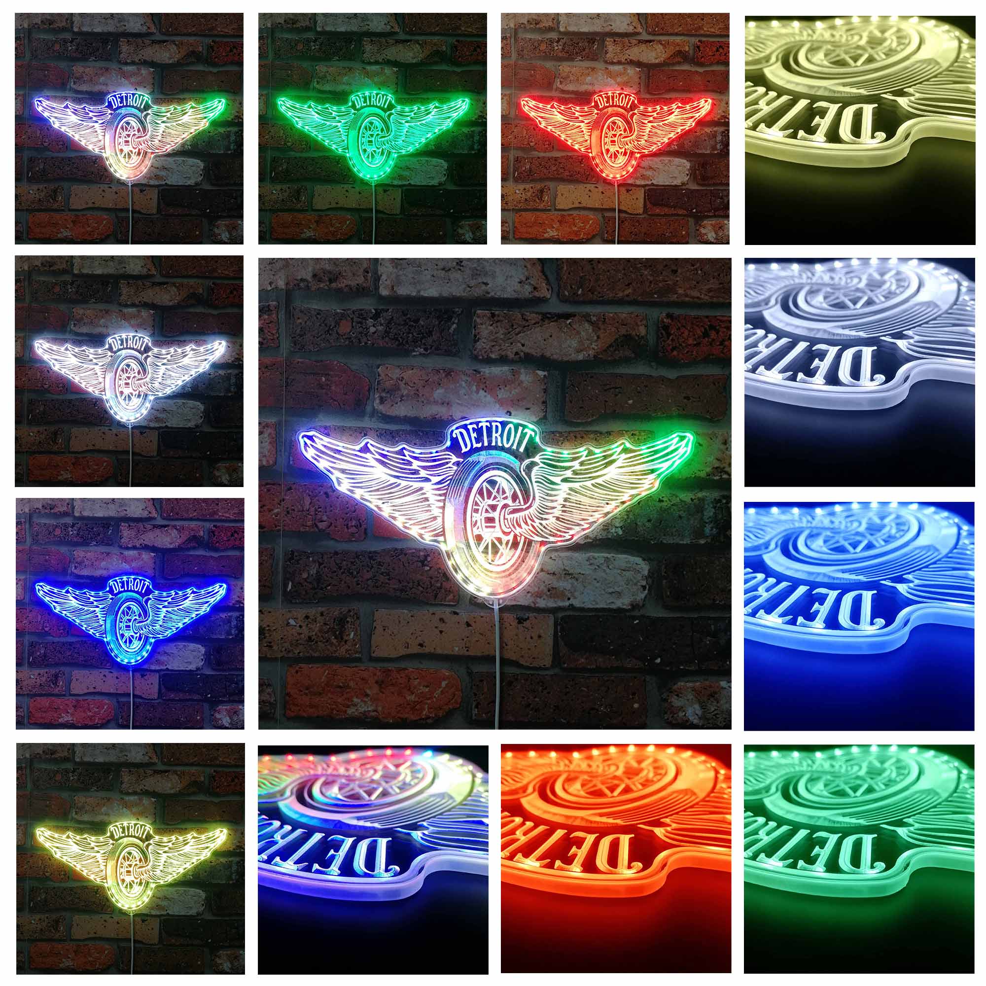 Detroit Red Wings Neon LED Sign with Dynamic RGB Colors - Image 2