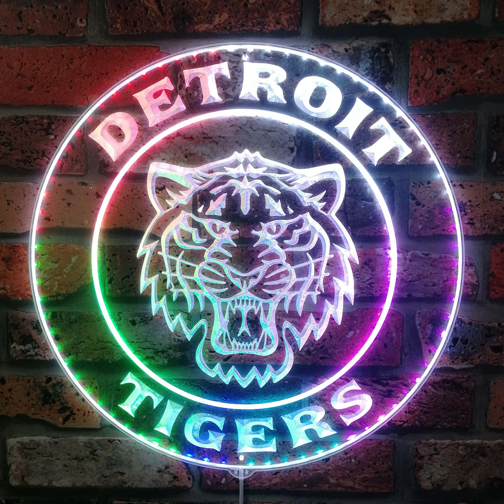 Detroit Tigers Baseball Neon LED Sign with Dynamic RGB Colors