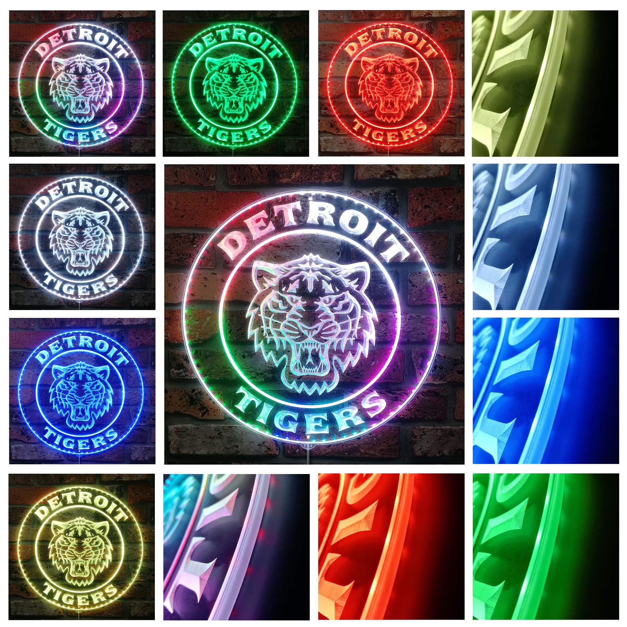 Detroit Tigers Baseball Neon LED Sign with Dynamic RGB Colors - Image 2