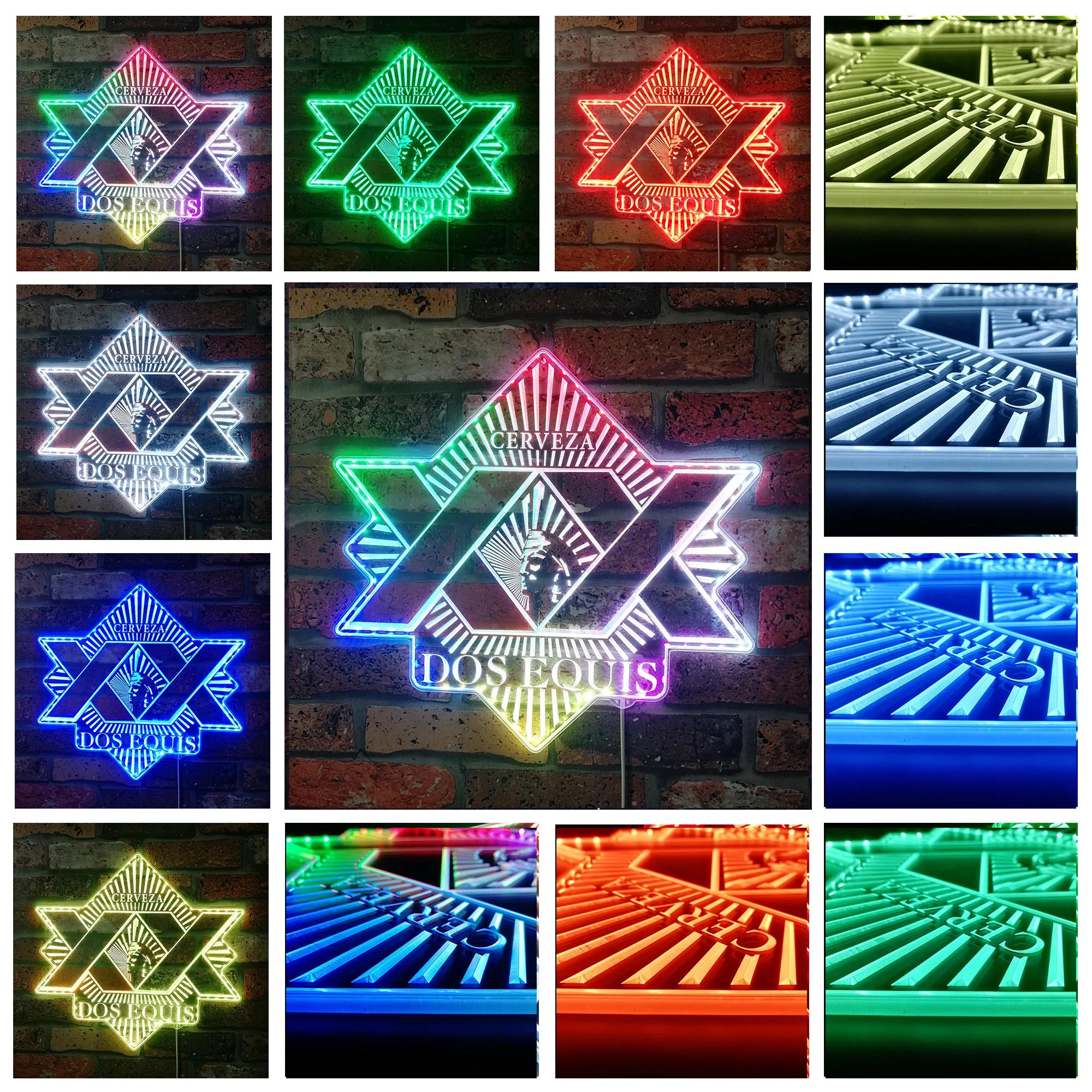 Dos Equis Cerveza Neon LED Sign with Dynamic RGB Colors - Image 2