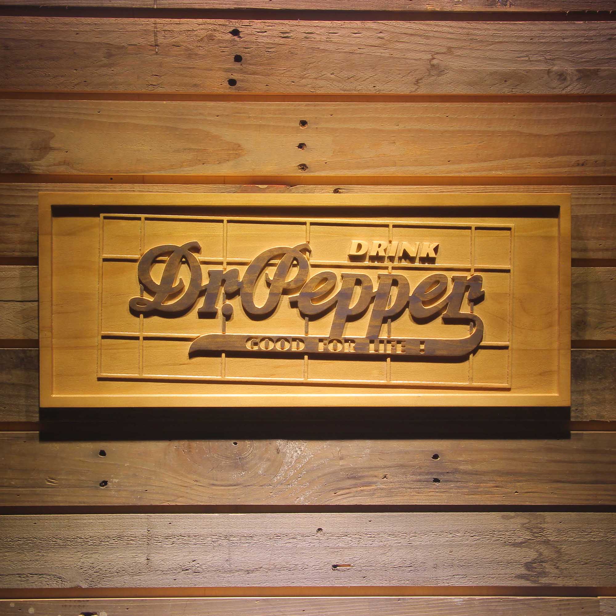 Dr Pepper 3D Solid Wooden Craving Sign
