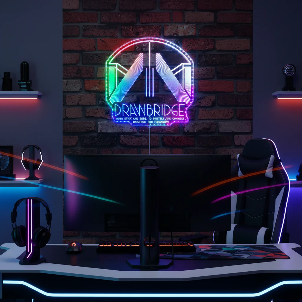 Drawbridge Neon LED Sign with Dynamic RGB Colors - Image 8