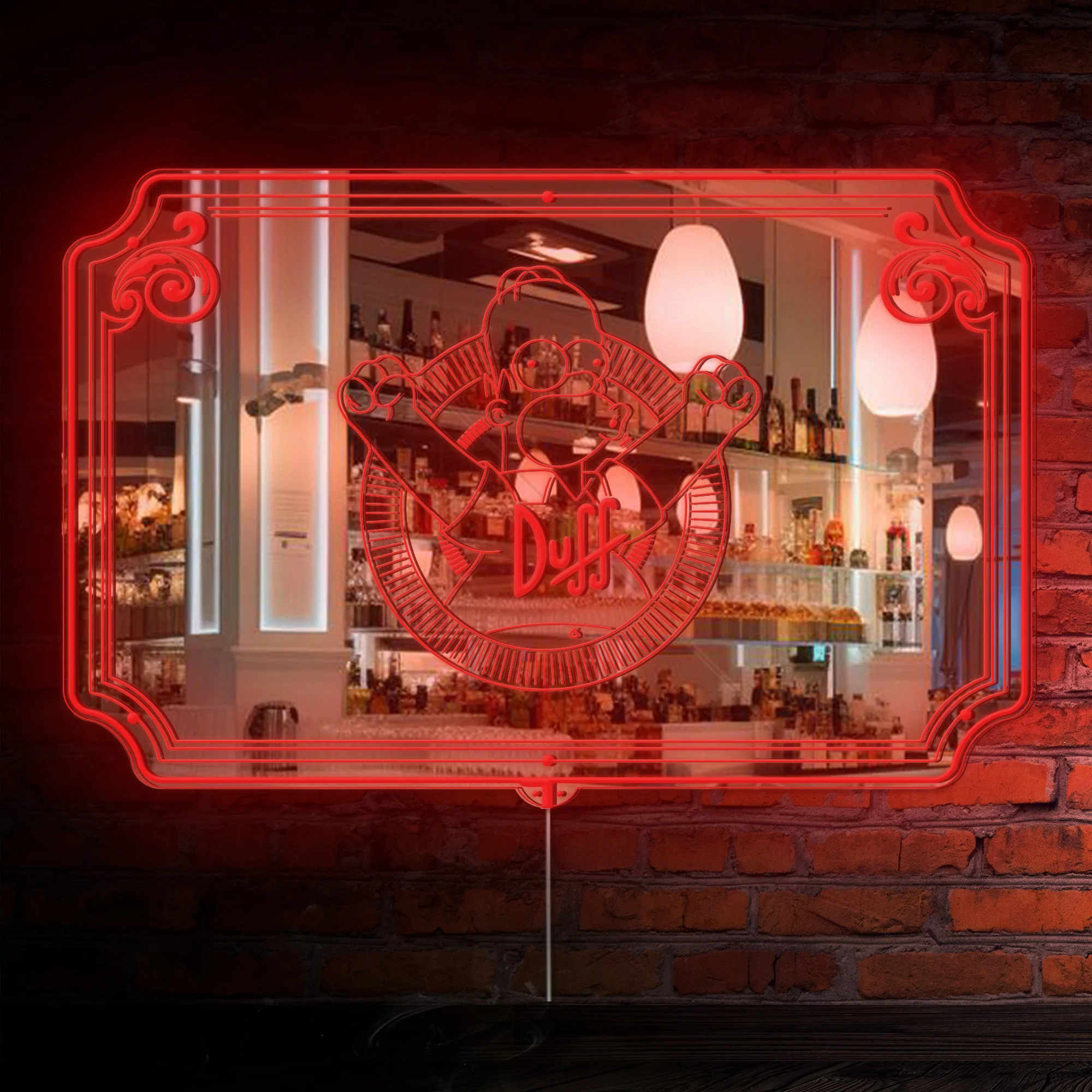 Duff Beer Simpson RGB LED Neon Sign with Elegant Mirror Backing - Image 2