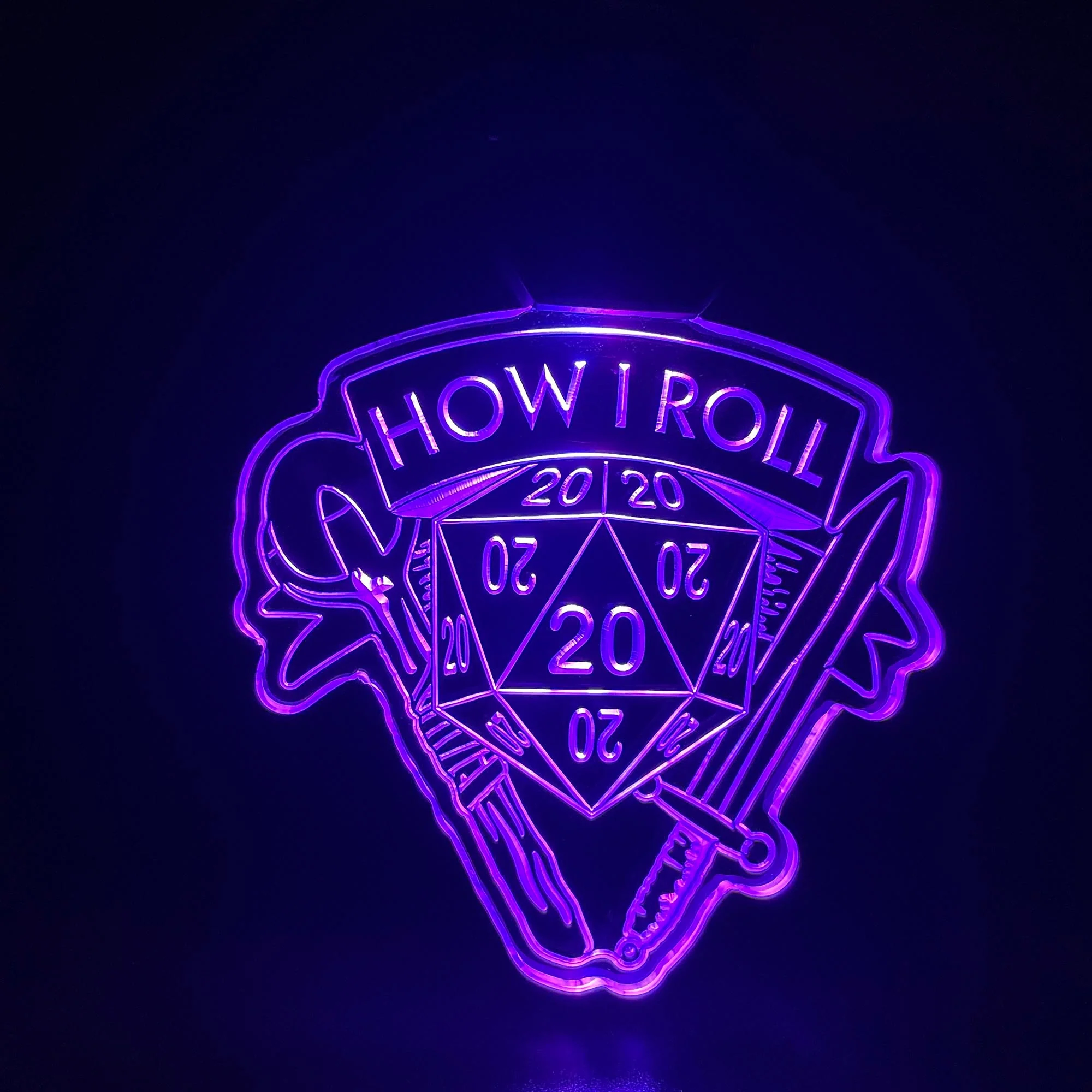 Dungeon Master How I Roll the D20 Dice LED Light Acrylic Keychain , Christmas Tree Ornament - Image 2