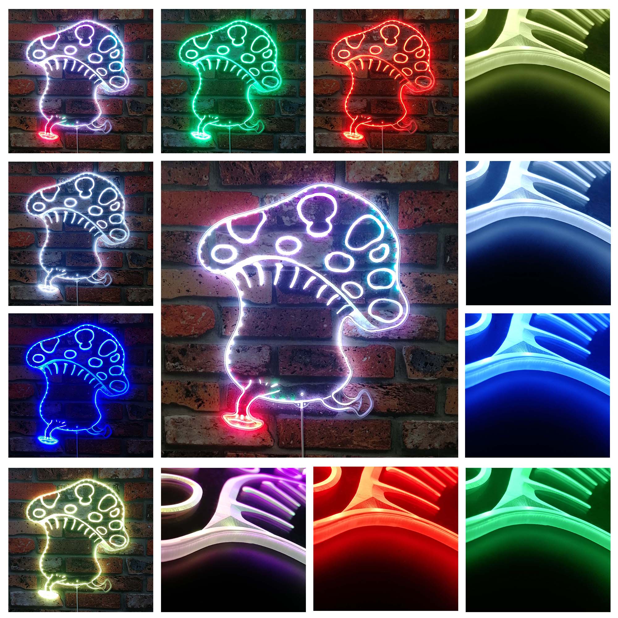 Dungeon Mushroom Neon LED Sign with Dynamic RGB Colors - Image 2