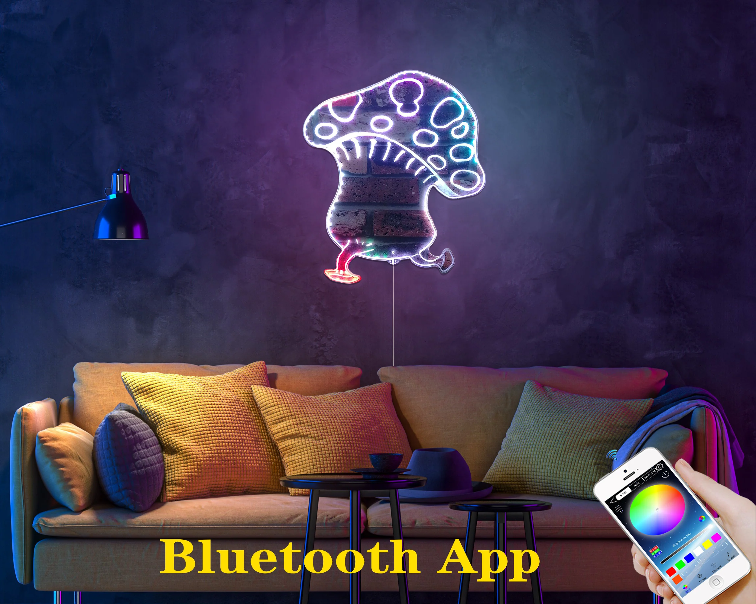 Dungeon Mushroom Neon LED Sign with Dynamic RGB Colors - Image 7